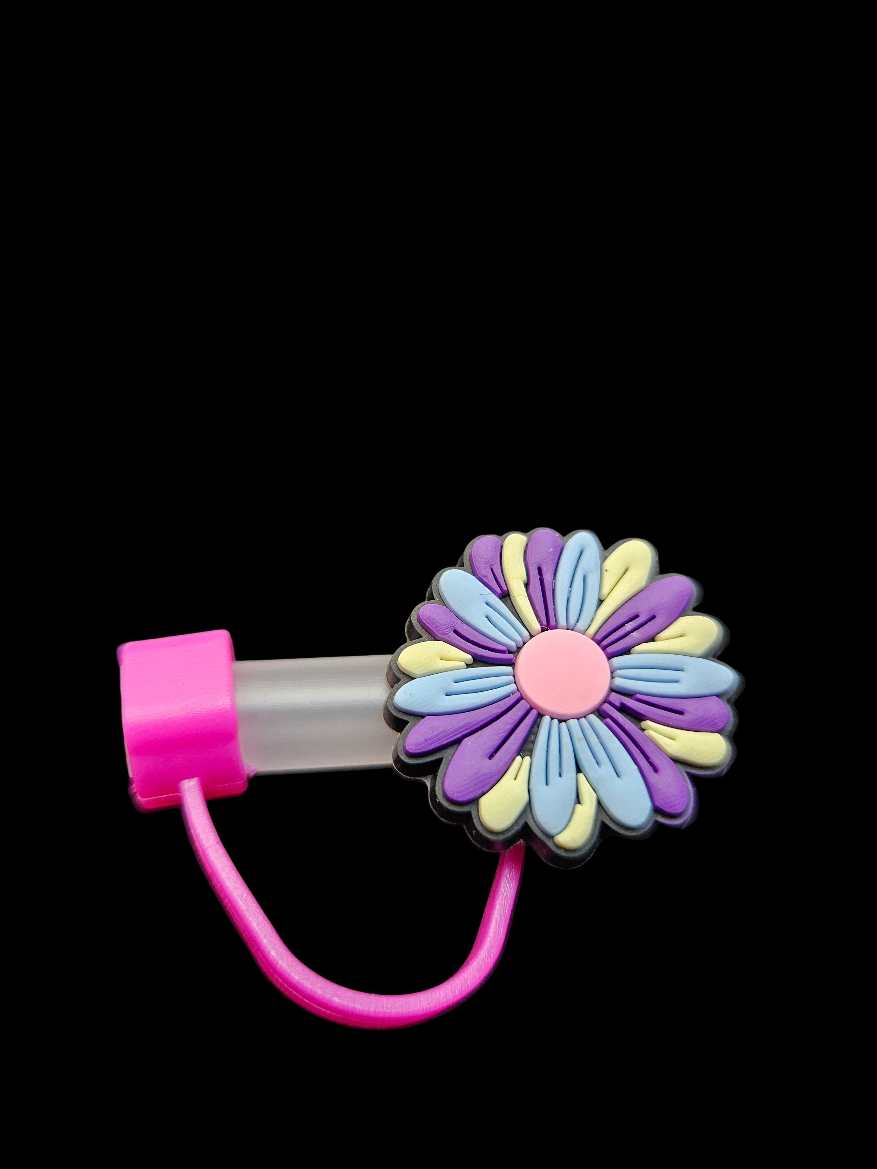 Purple Flower Straw Topper