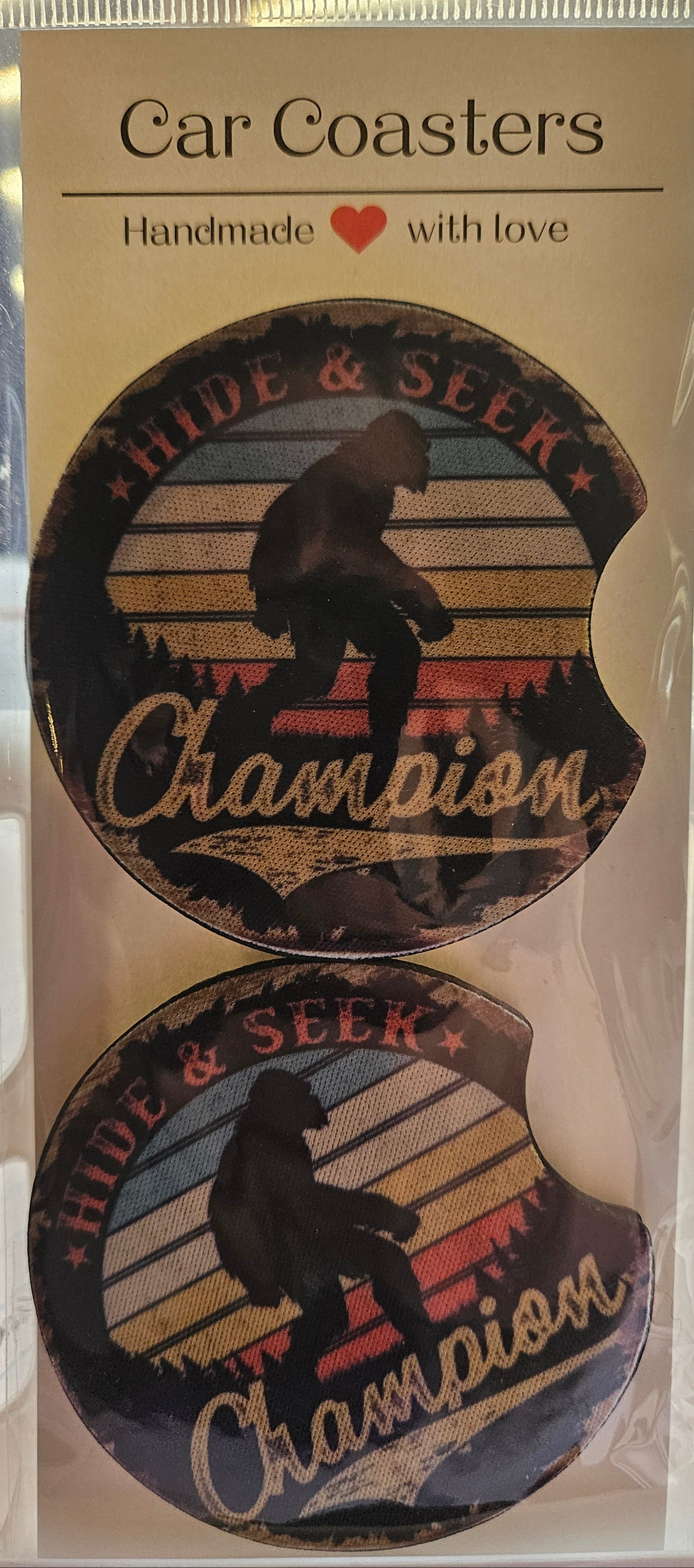 "Hide & Seek" Bigfoot Car Coaster Set