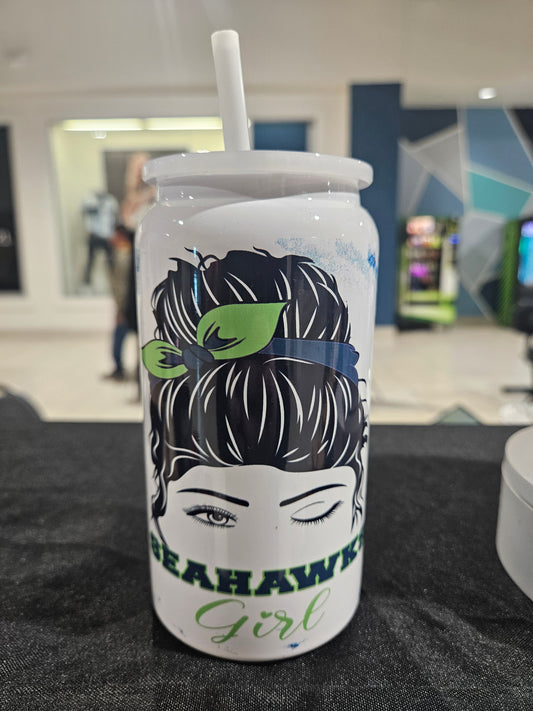Seahawks Girl 16oz Can Stainless Steel
