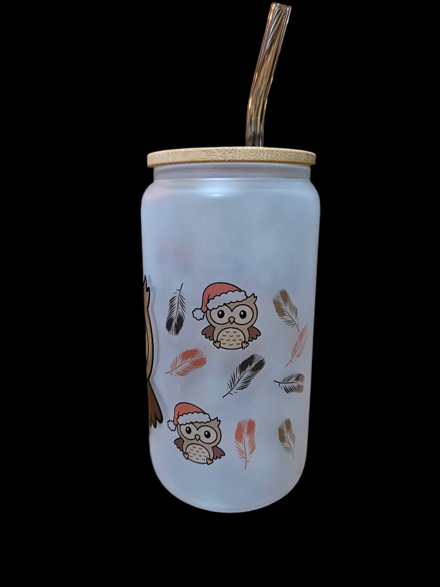 Christmas Owl Sublimation Glass Tumbler