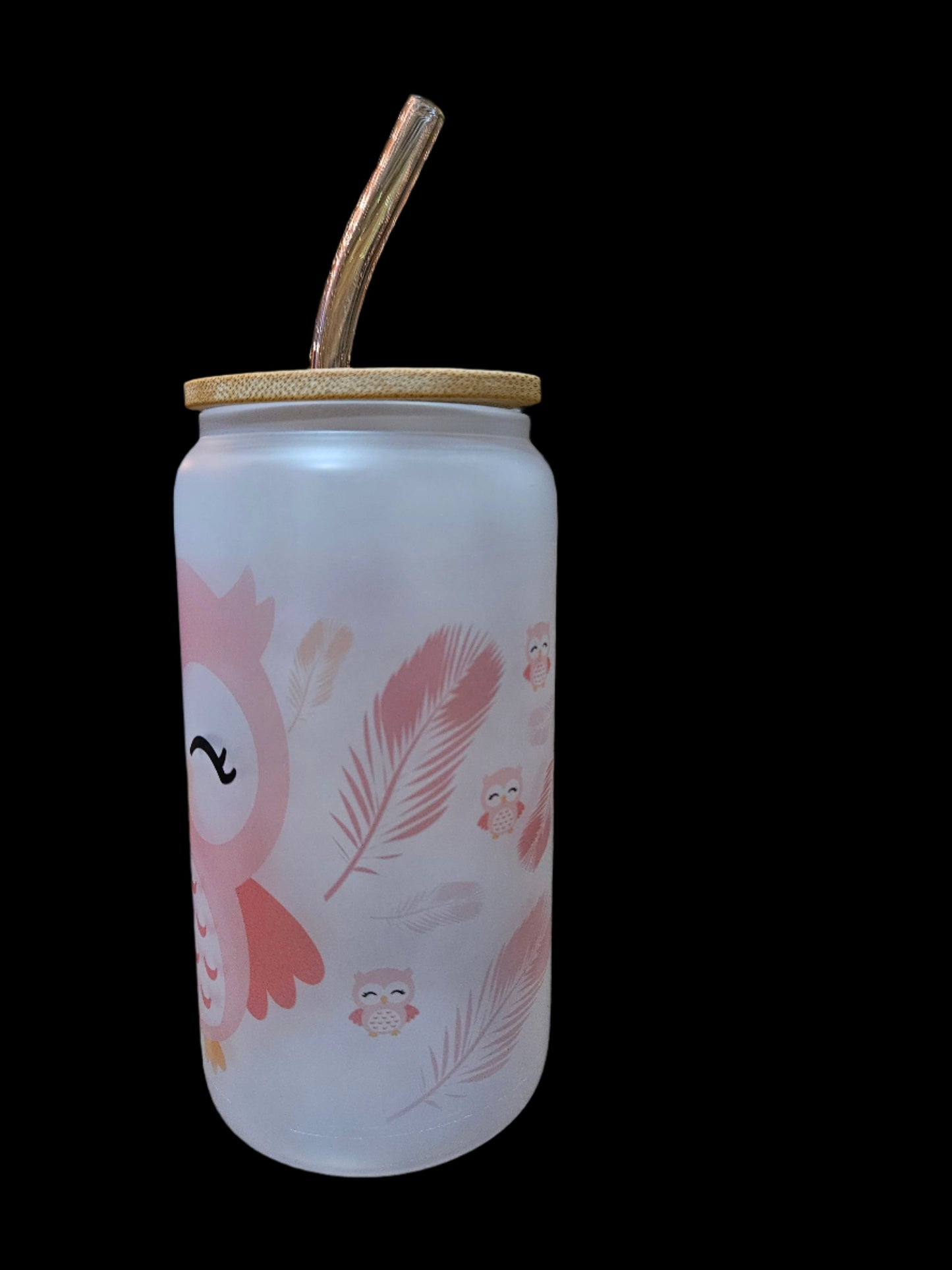 Pink Owl Sublimation Glass Tumbler