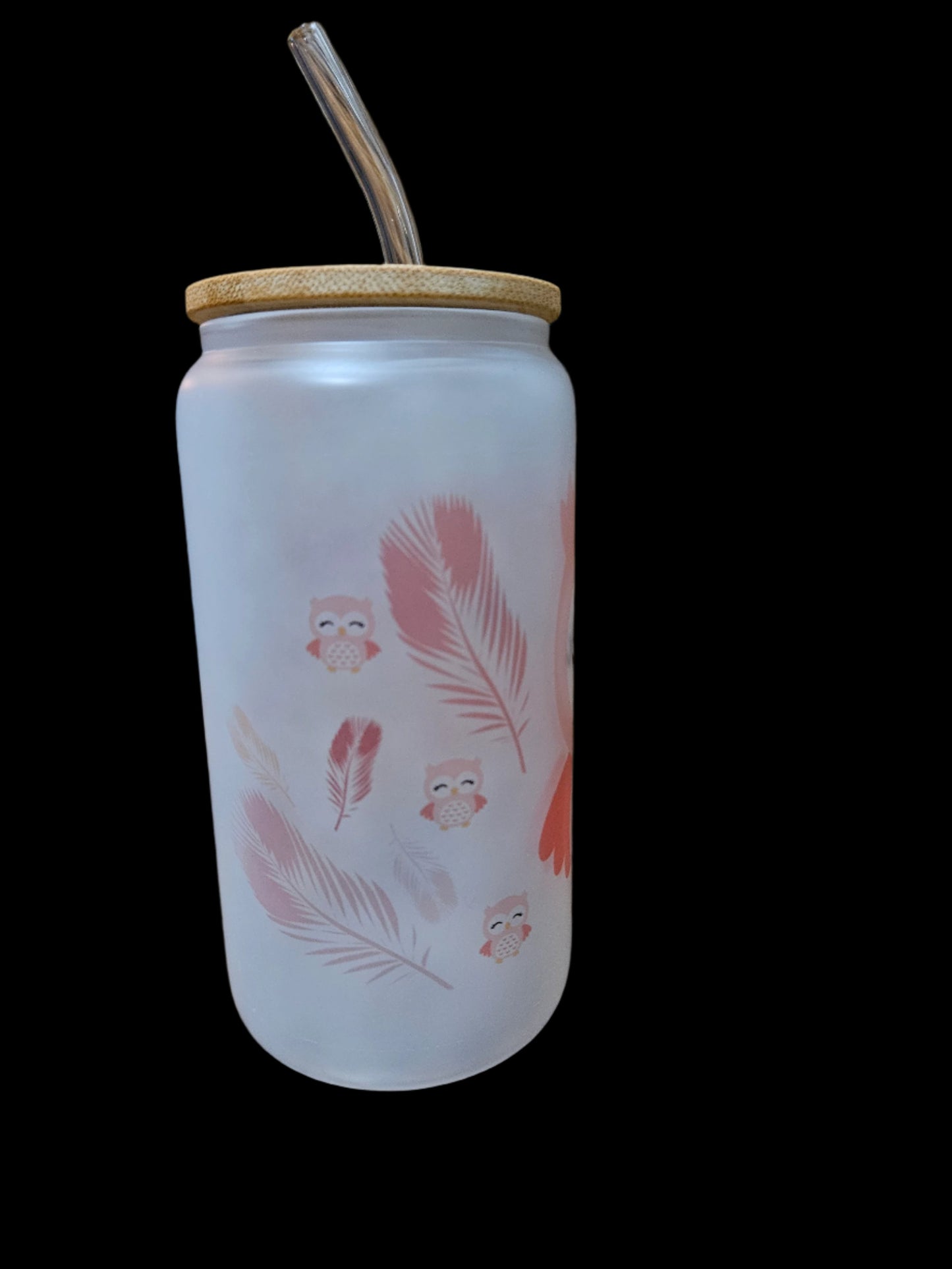 Pink Owl Sublimation Glass Tumbler