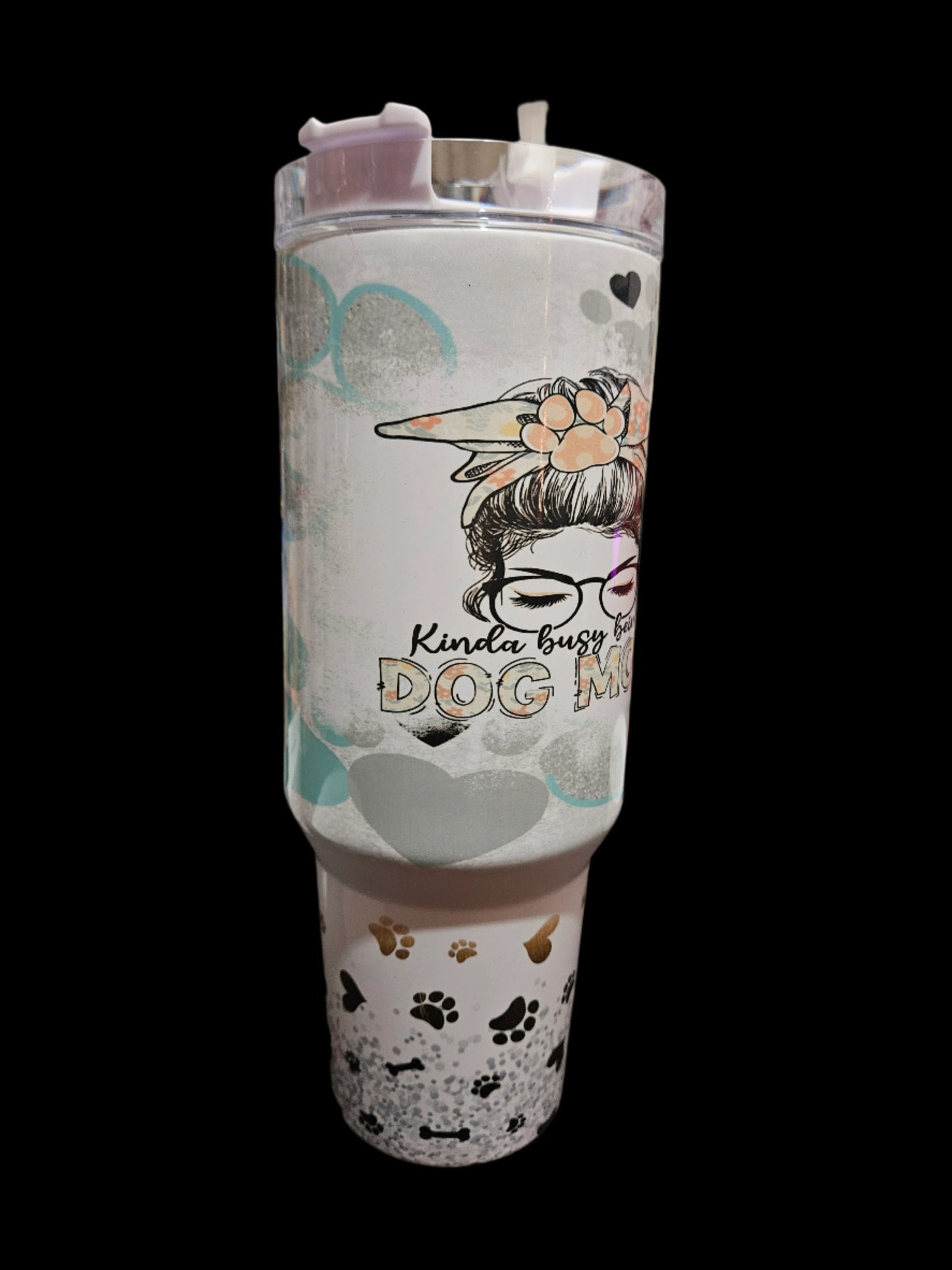 Busy being a Dog Mom 40oz Steel Tumbler W/ Handle