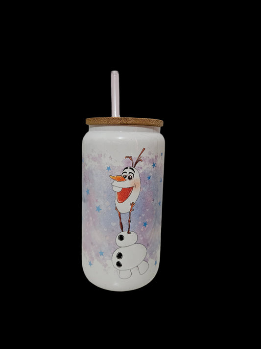 Enchanted Snowman 16oz Glass Tumbler