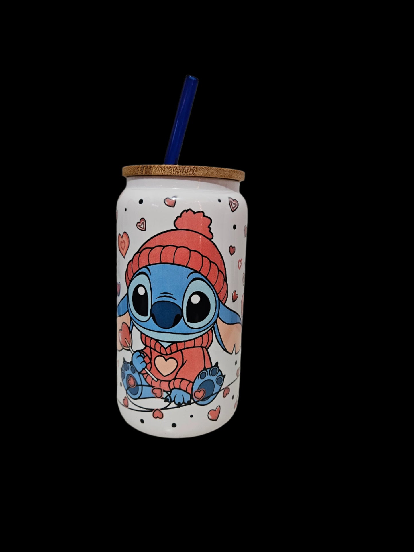 Love Stitch 16oz Glass Tumbler