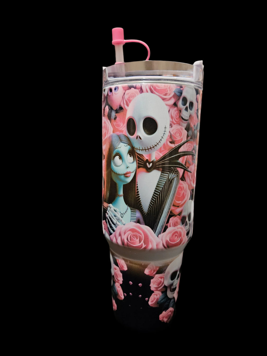 Jack and Sally 40oz Tumbler W/ Handle