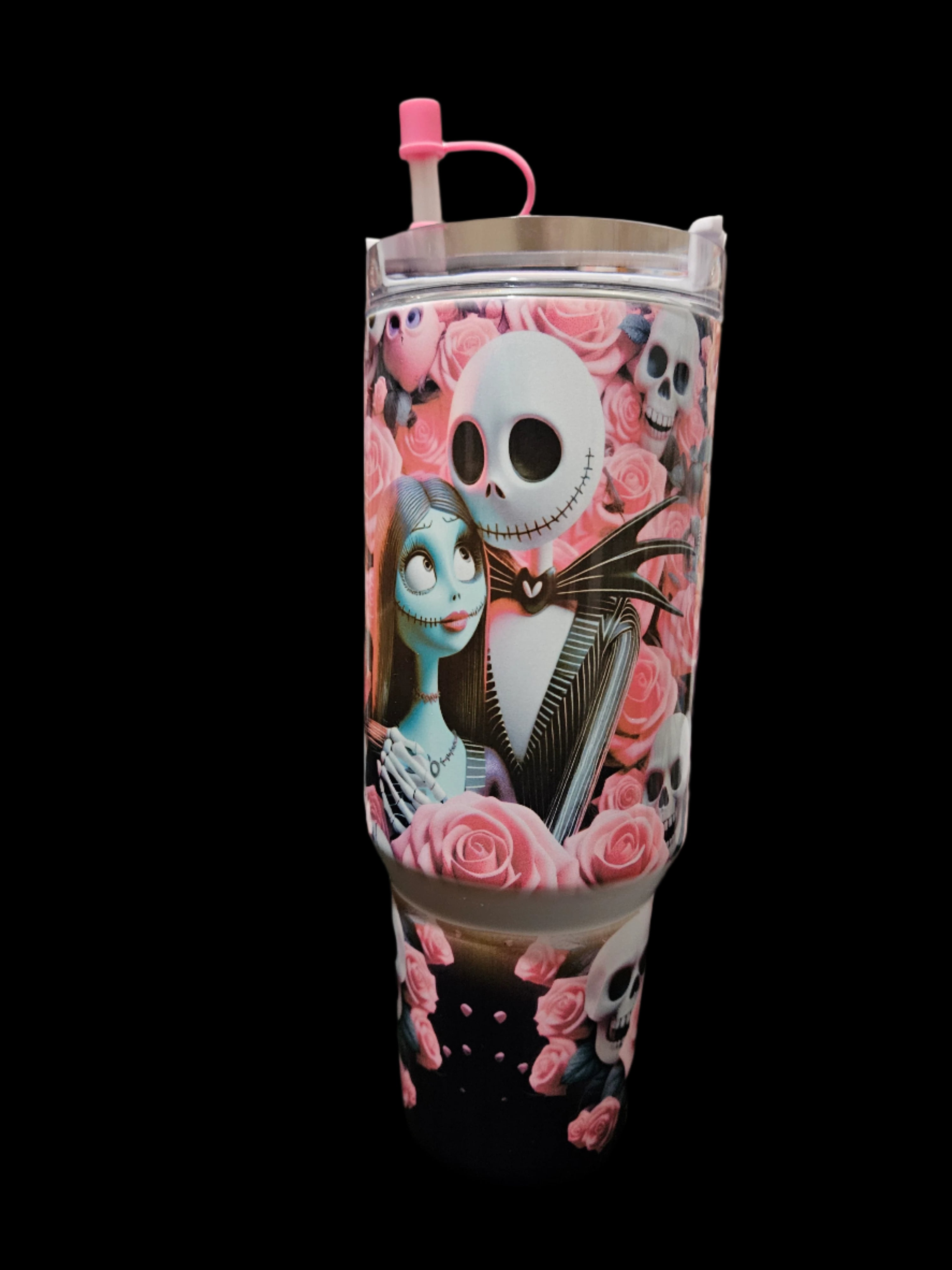 Jack and Sally 40oz Tumbler W/ Handle
