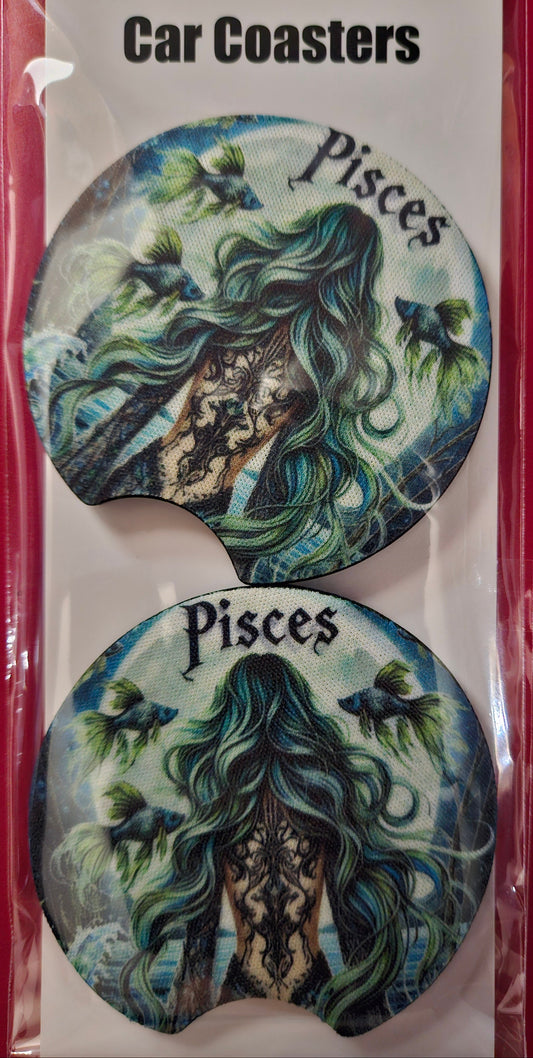Pisces Zodiac Car Coasters