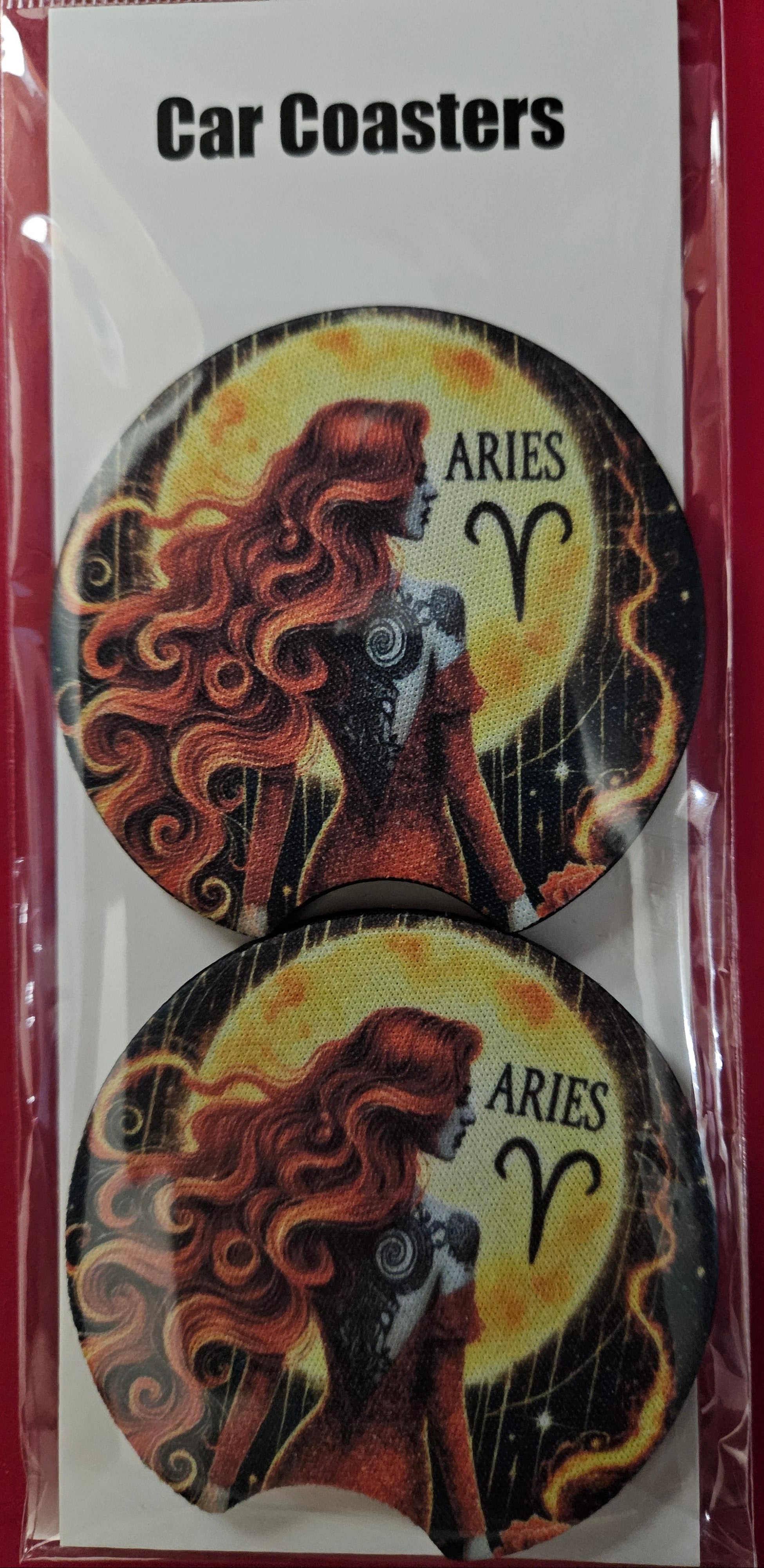 Aries Zodiac Car Coaster Set