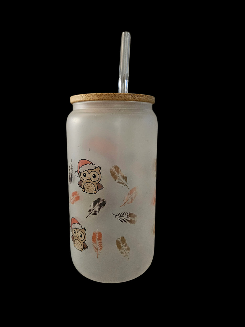 Custom Santa Owl 16oz Glass