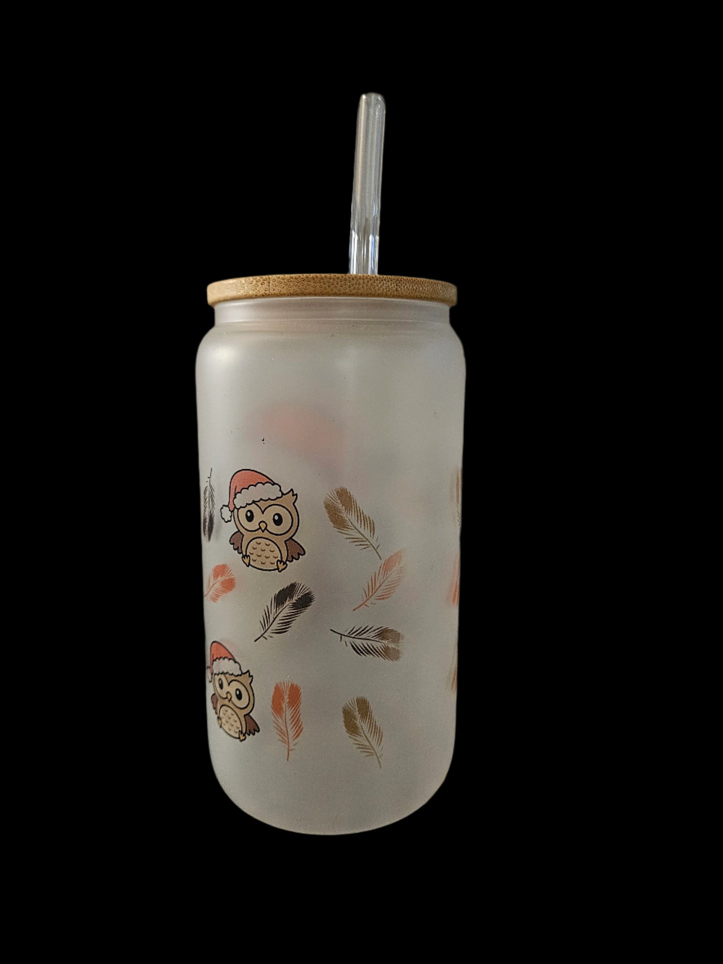 Custom Santa Owl 16oz Glass