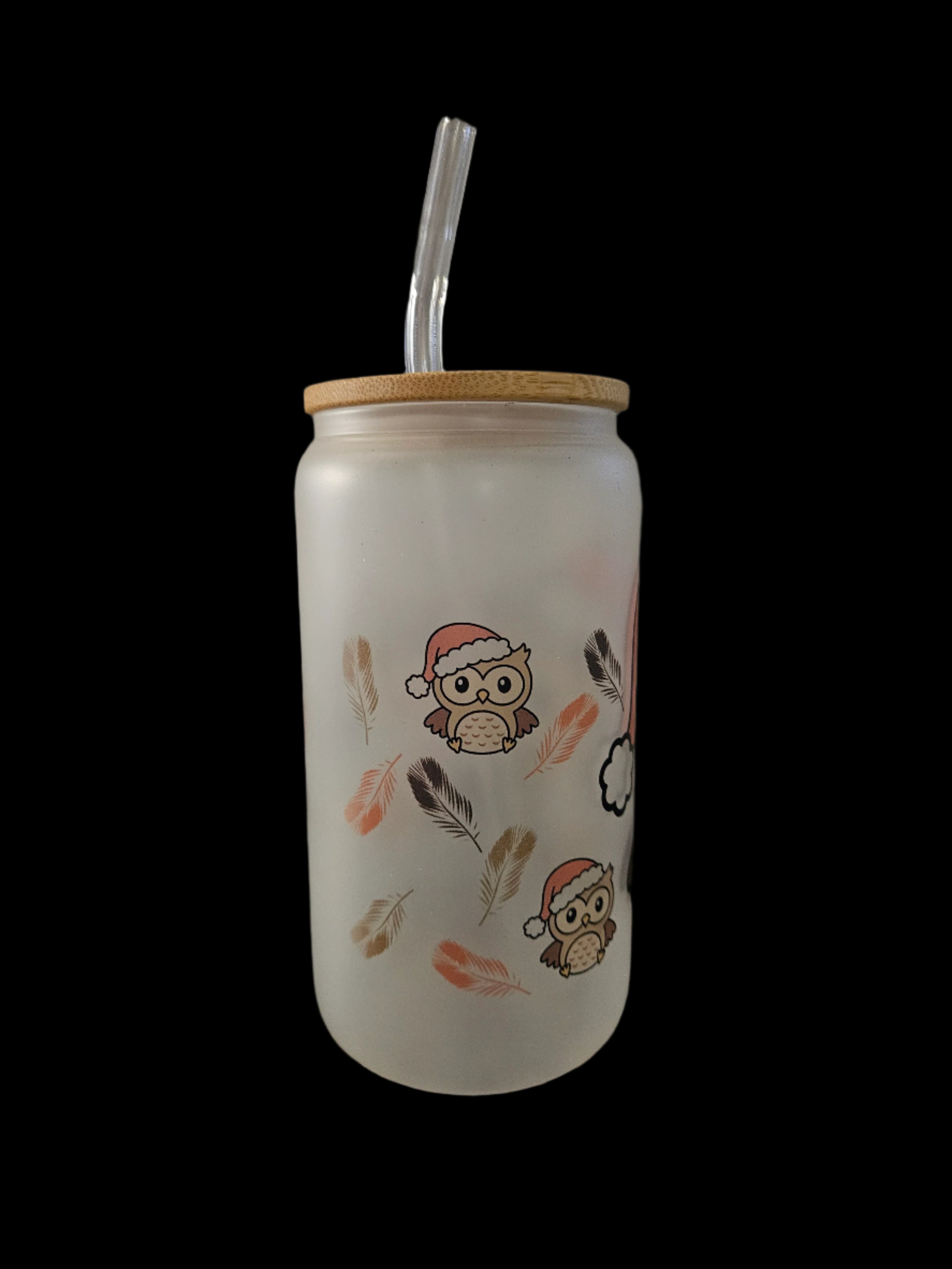 Custom Santa Owl 16oz Glass