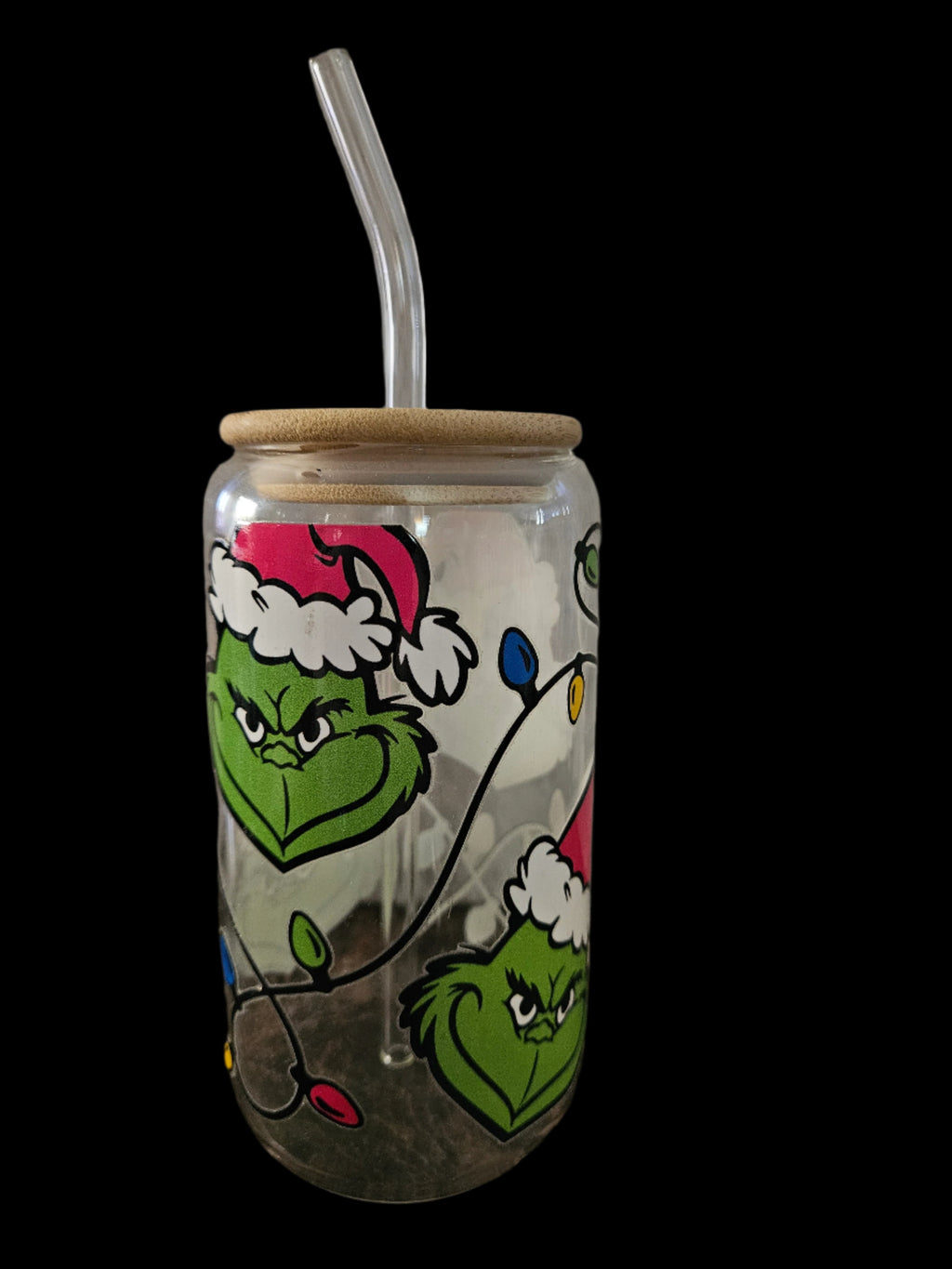 Pink Grinch Lights 16oz Glass