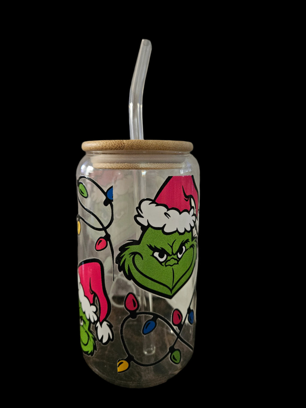 Pink Grinch Lights 16oz Glass