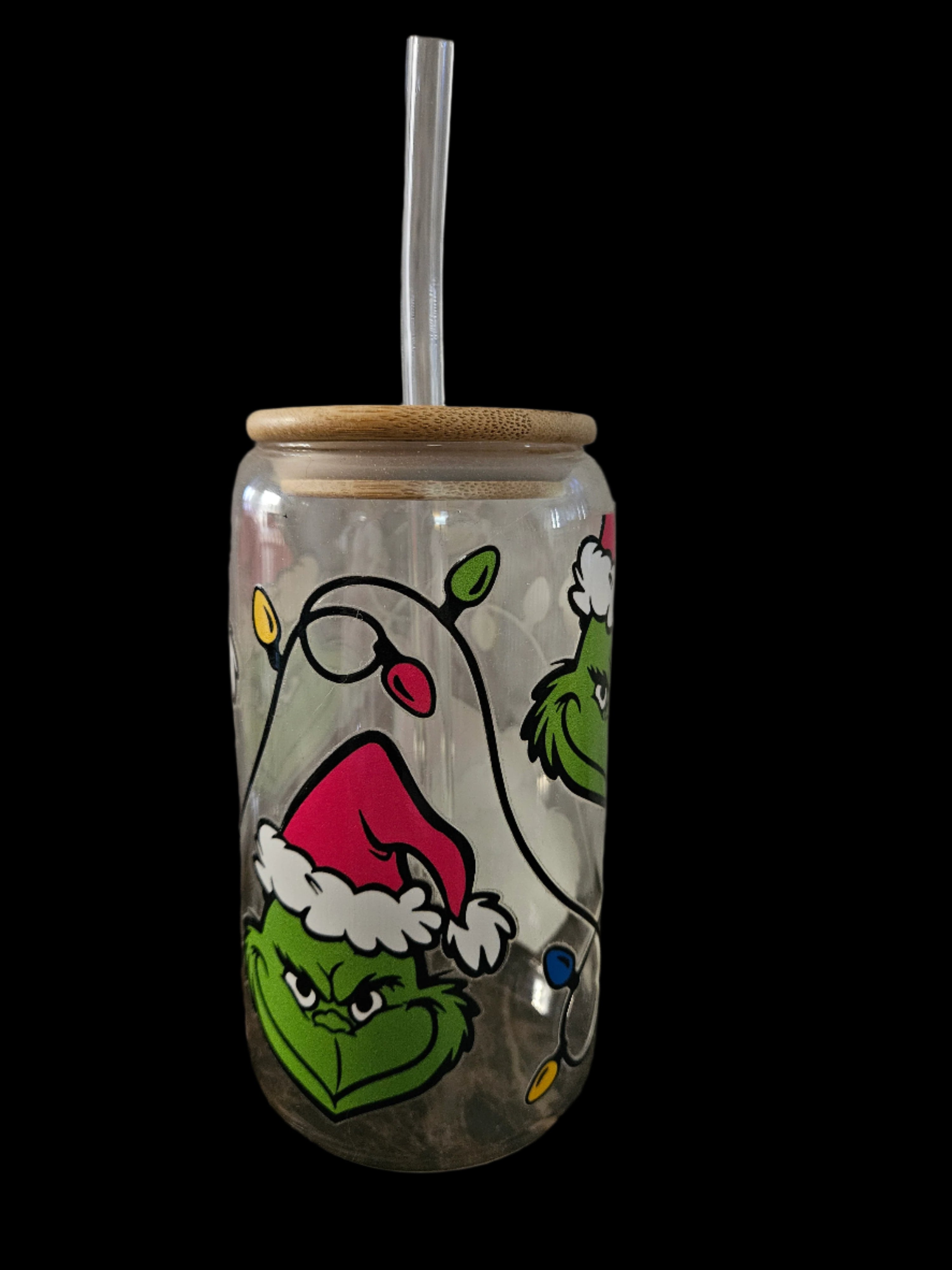 Pink Grinch Lights 16oz Glass