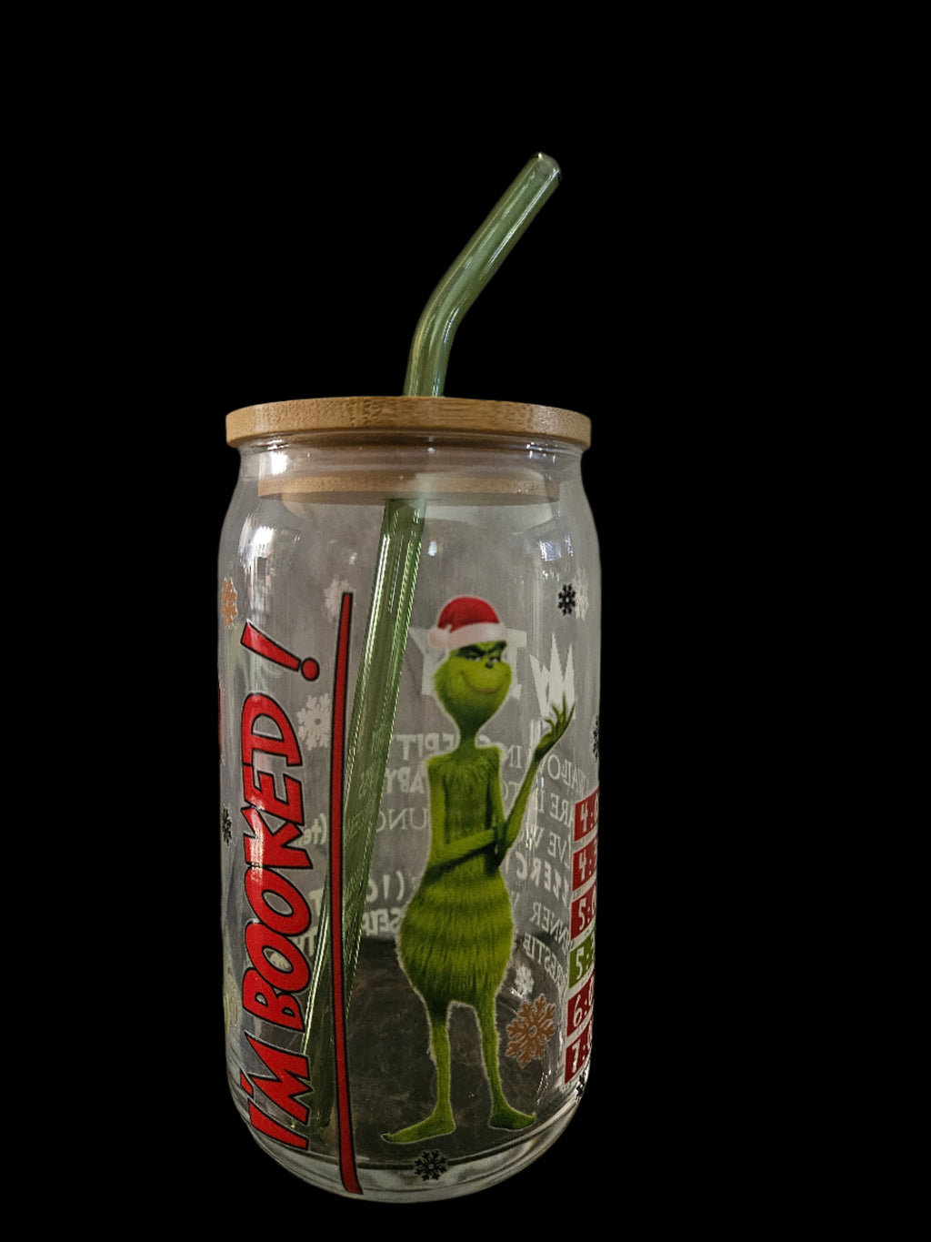 New Grinch IM BOOKED 16oz Glass