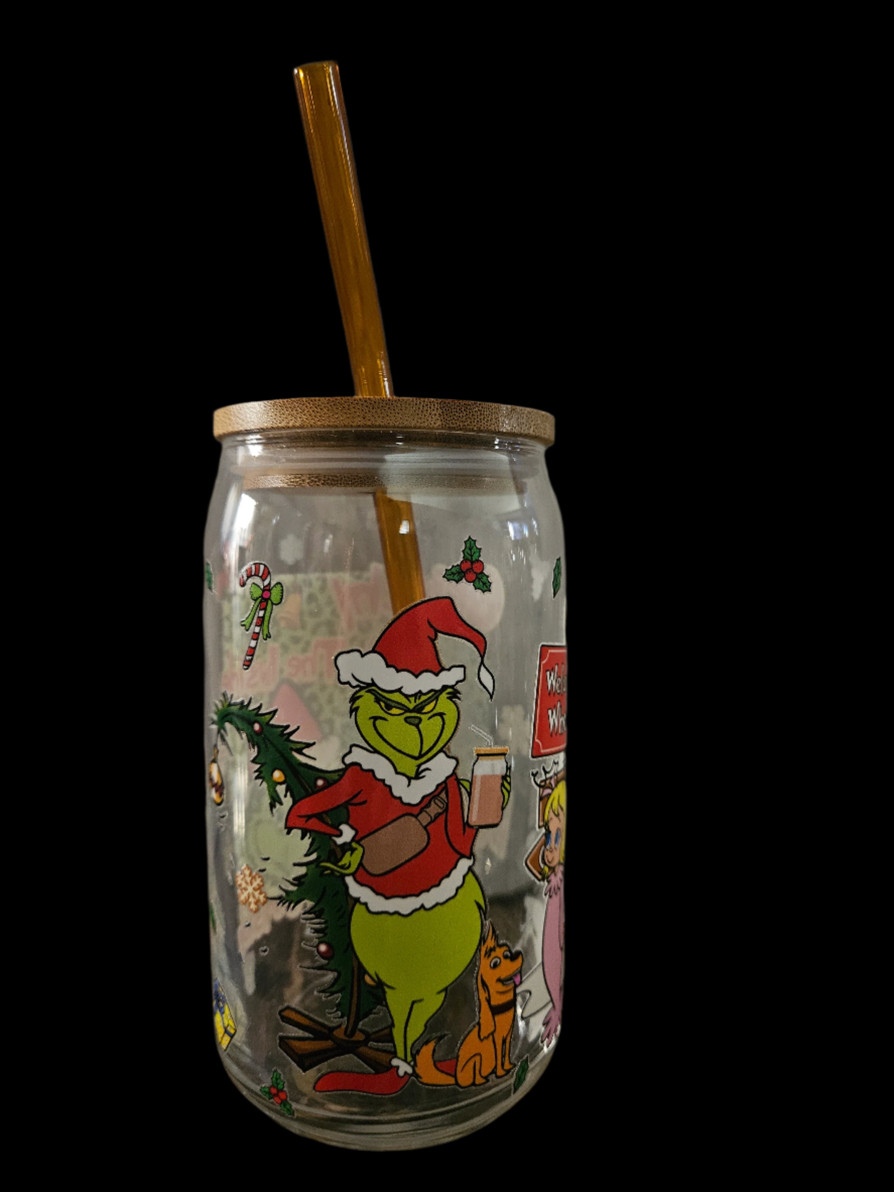 Grinchy on the inside 16oz Glass