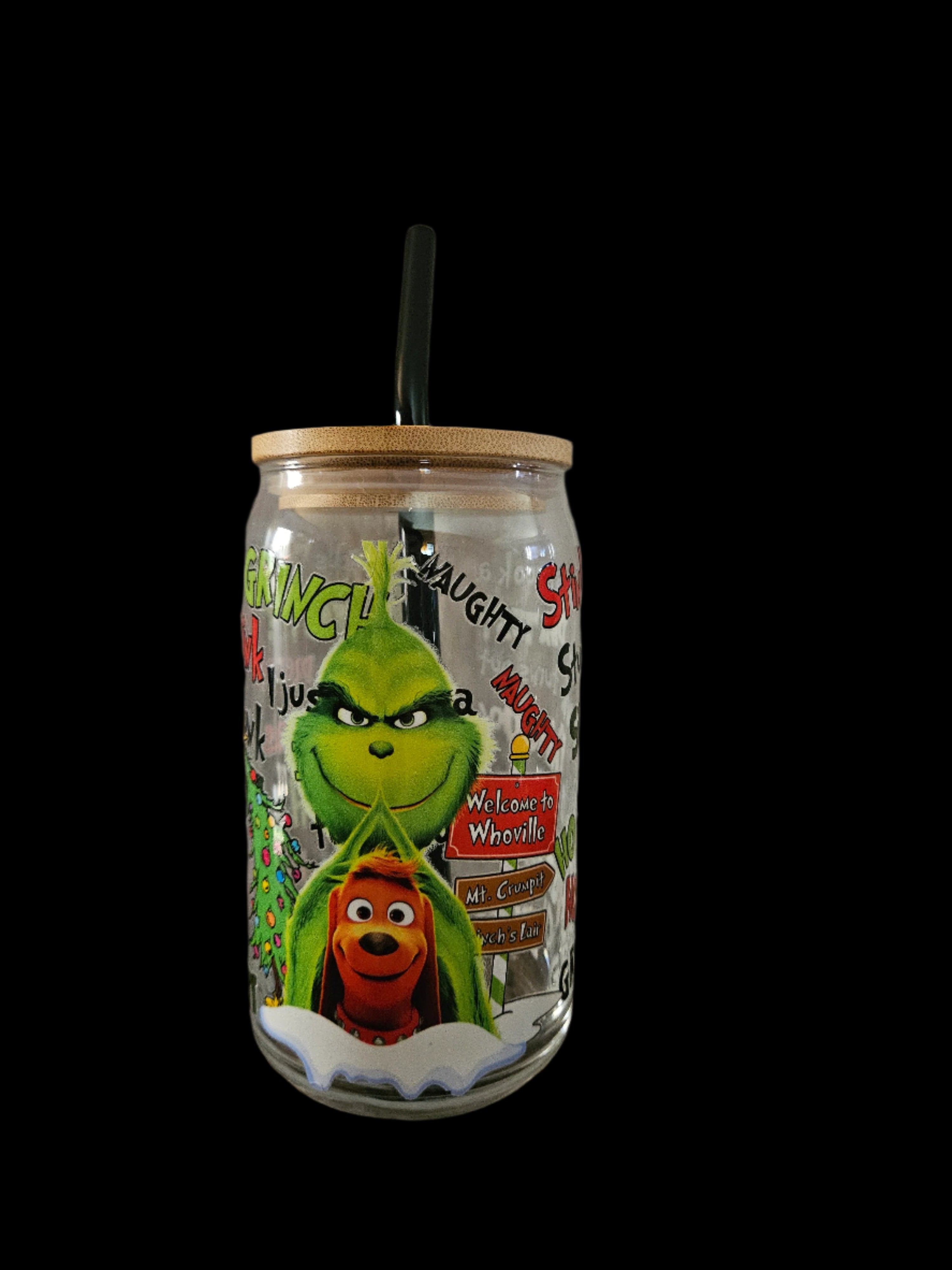 Grinchy & Max 16oz Glass