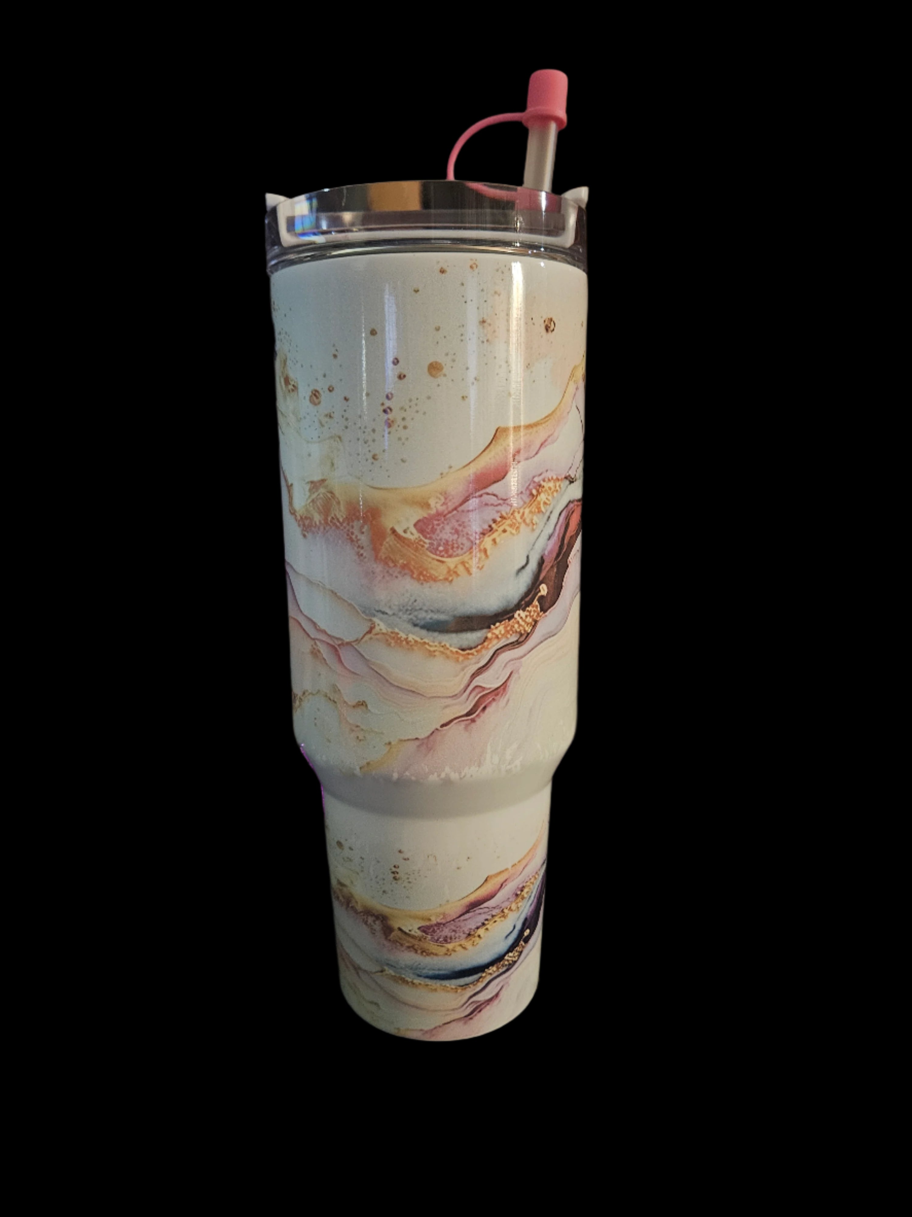 Purple Marble 40oz Tumbler W/ Handle