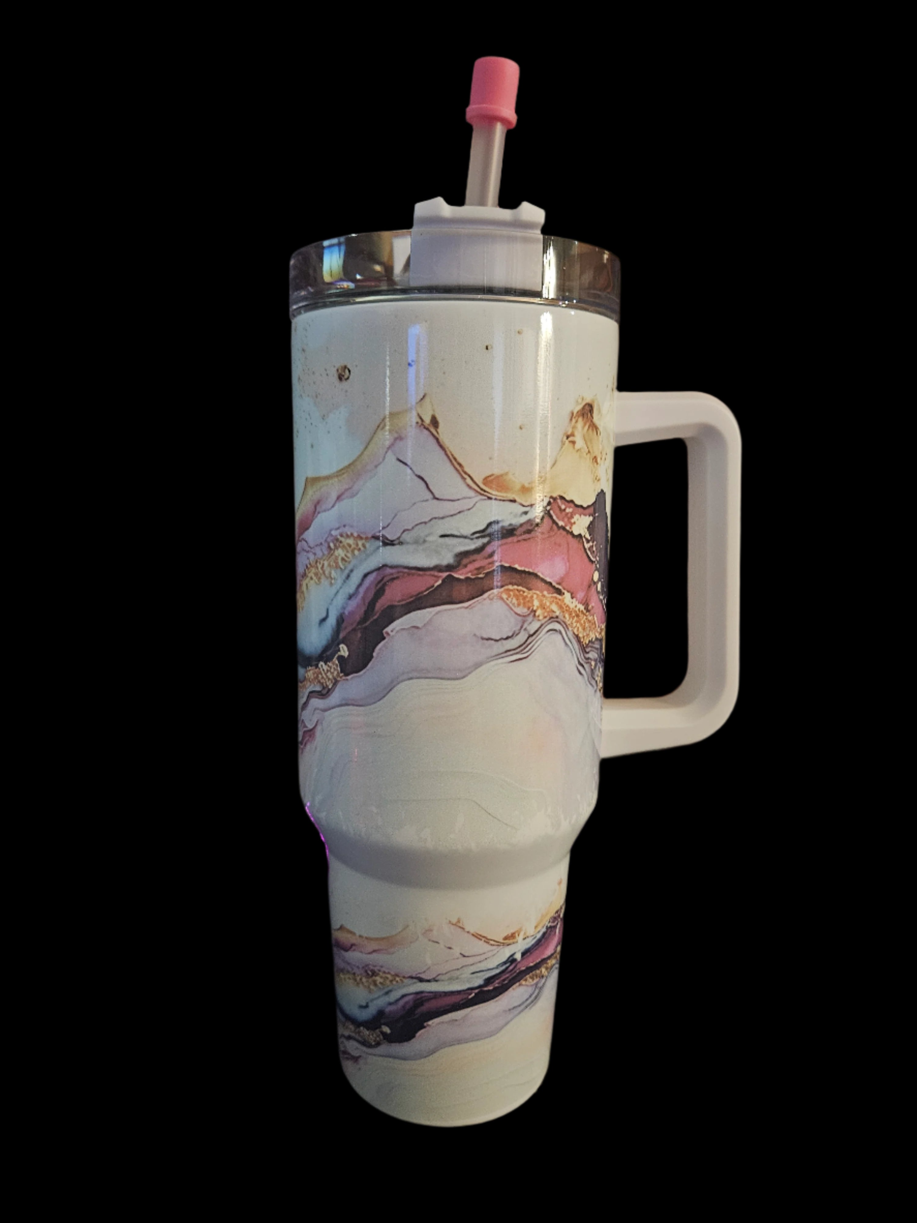 Purple Marble 40oz Tumbler W/ Handle