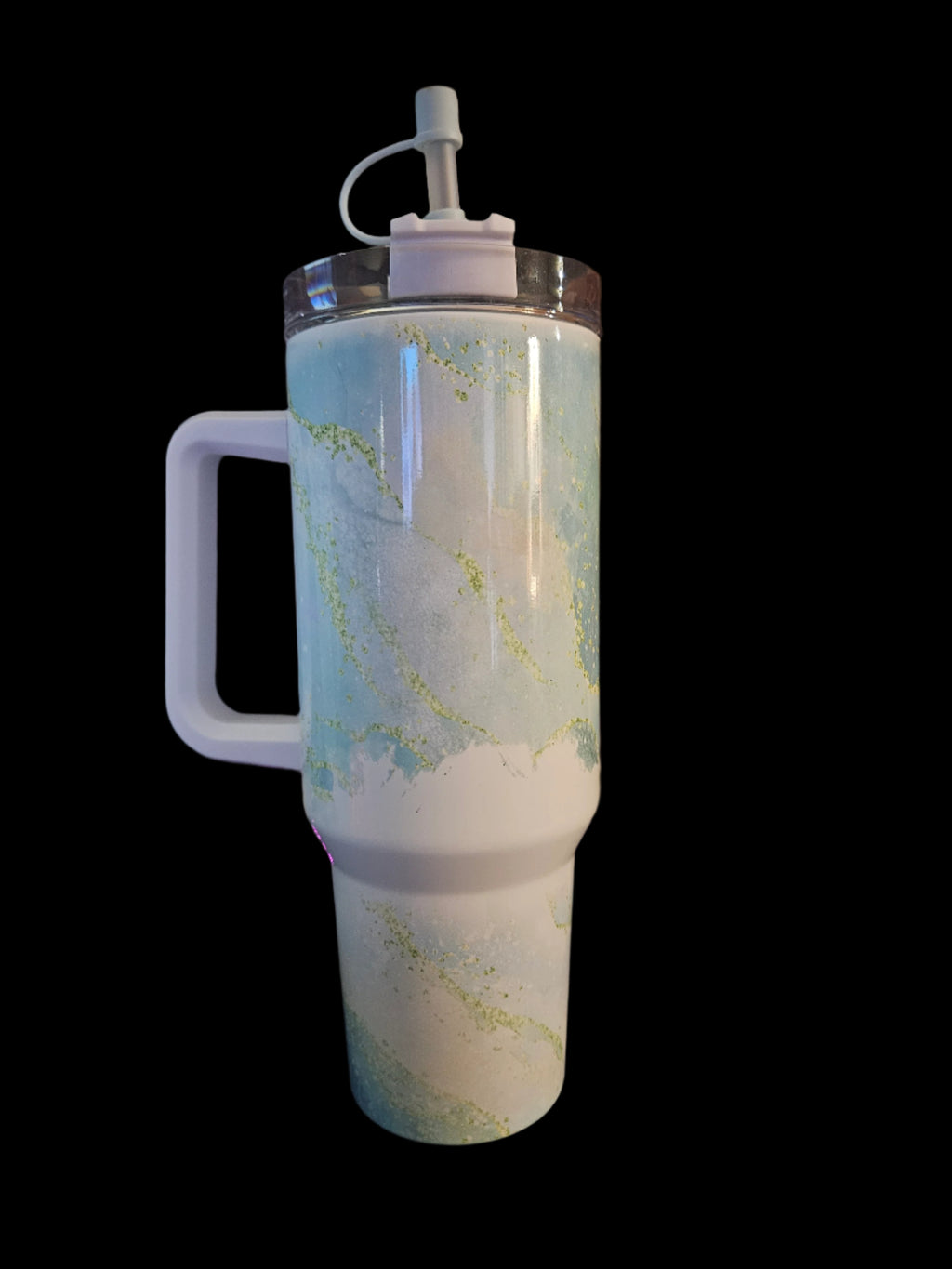 Blue/Green Marble 40oz Tumbler W/ Handle