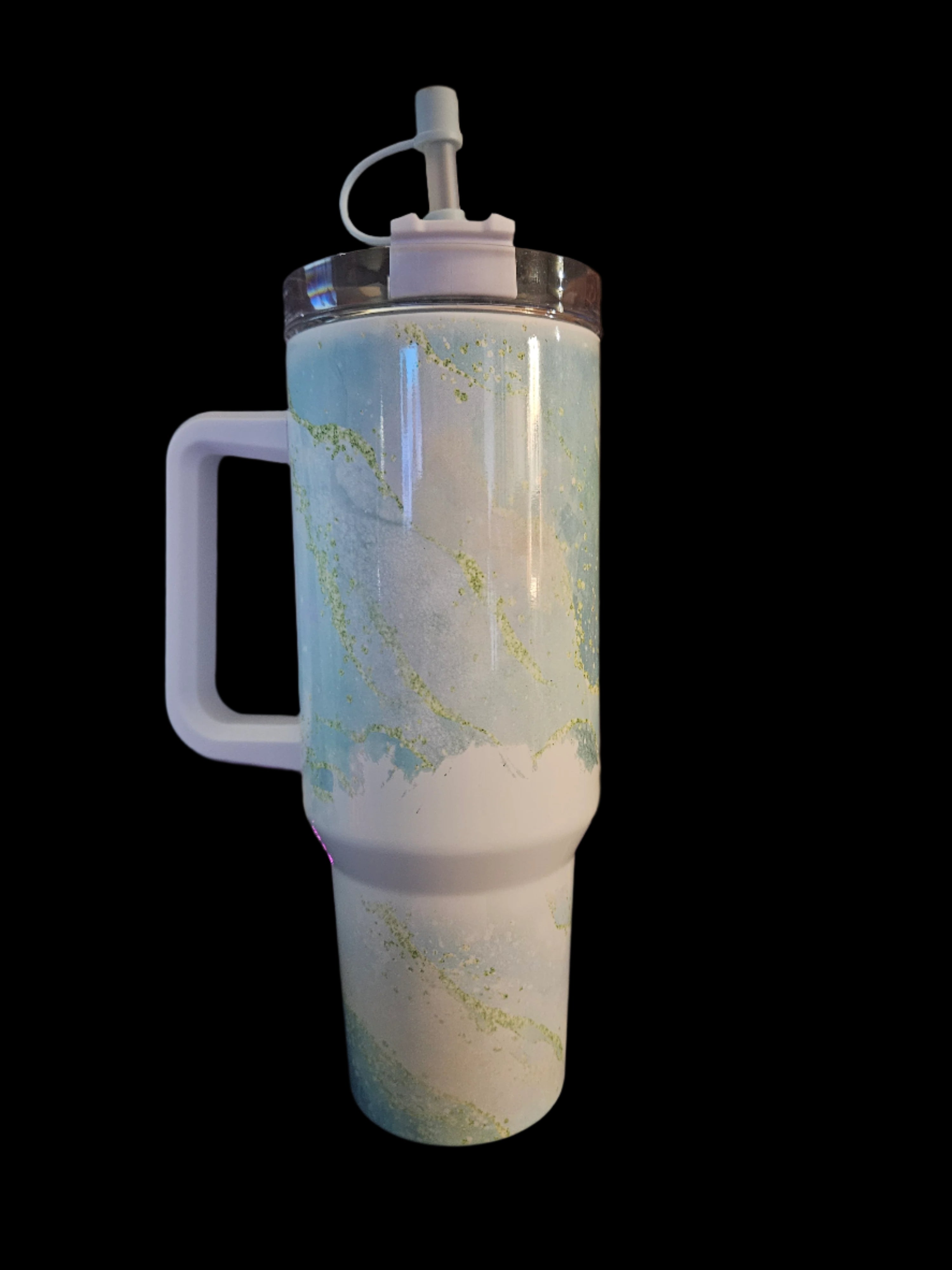 Blue/Green Marble 40oz Tumbler W/ Handle