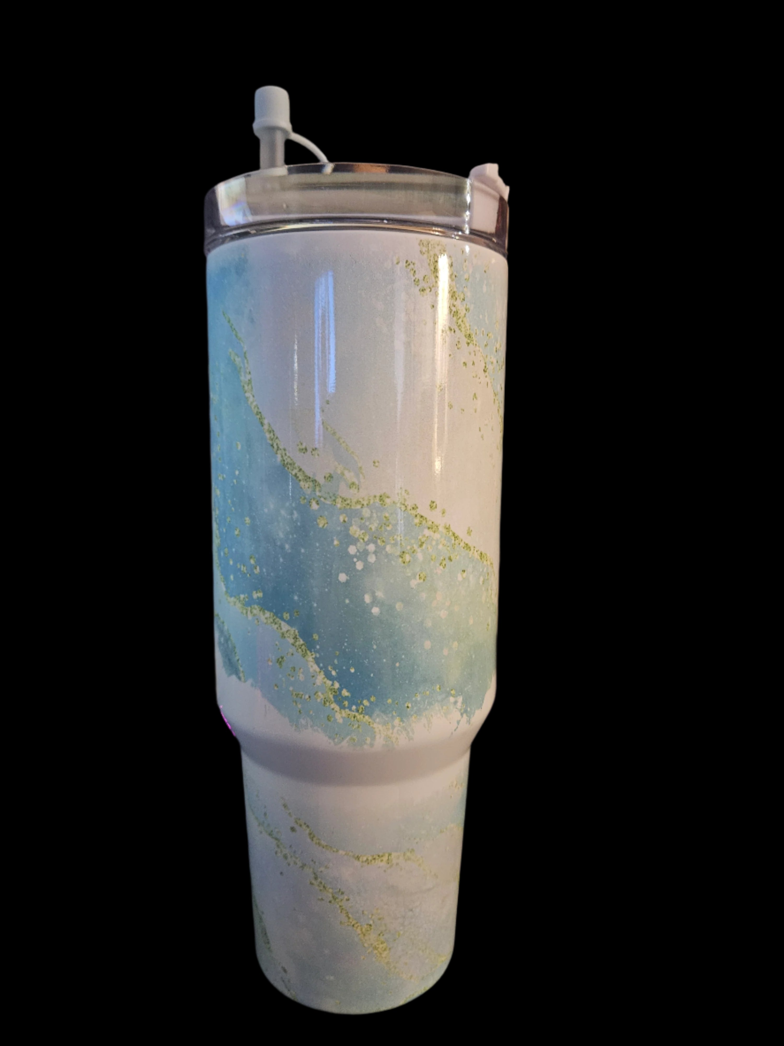 Blue/Green Marble 40oz Tumbler W/ Handle