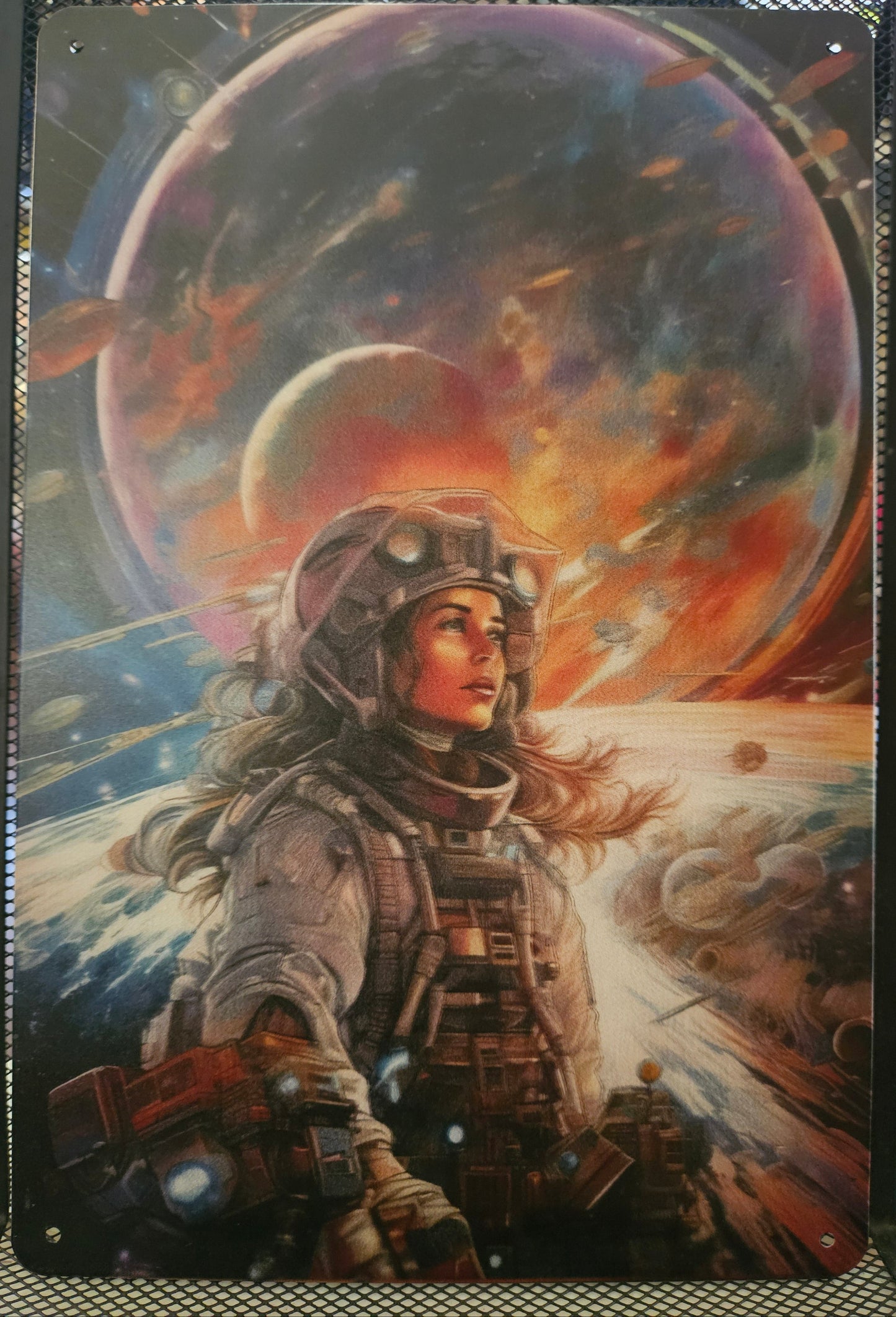 Astronaut Metal Sign