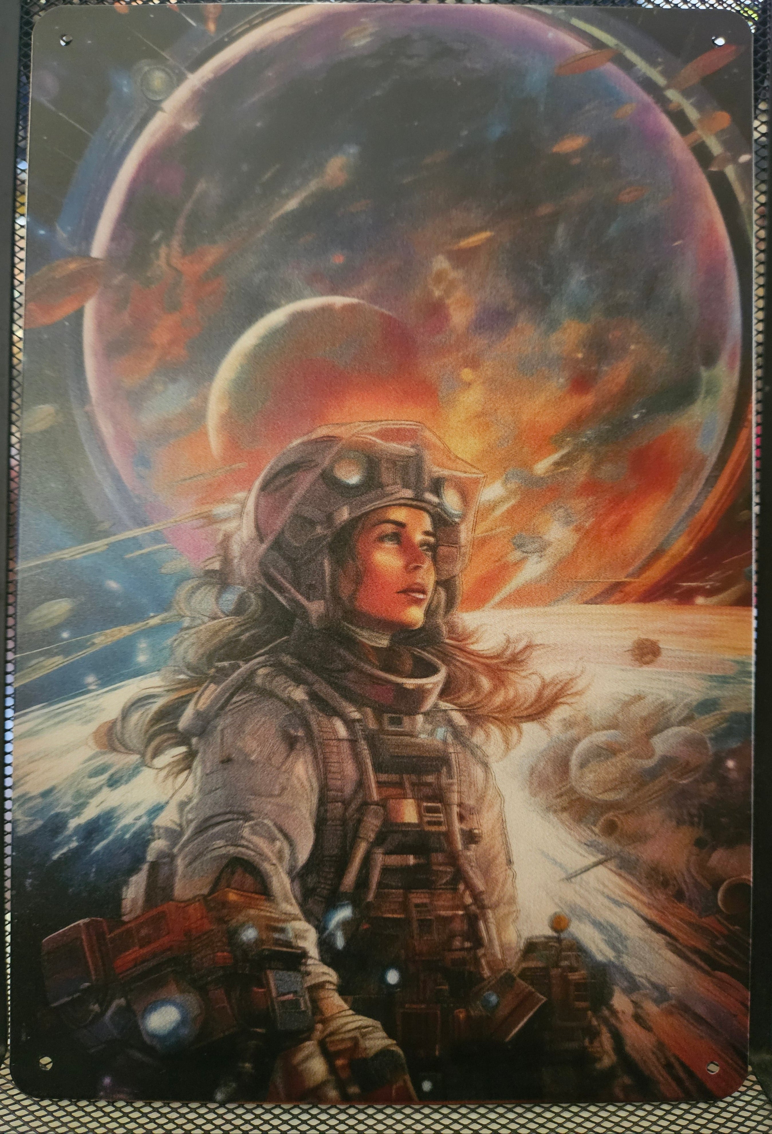 Astronaut Metal Sign
