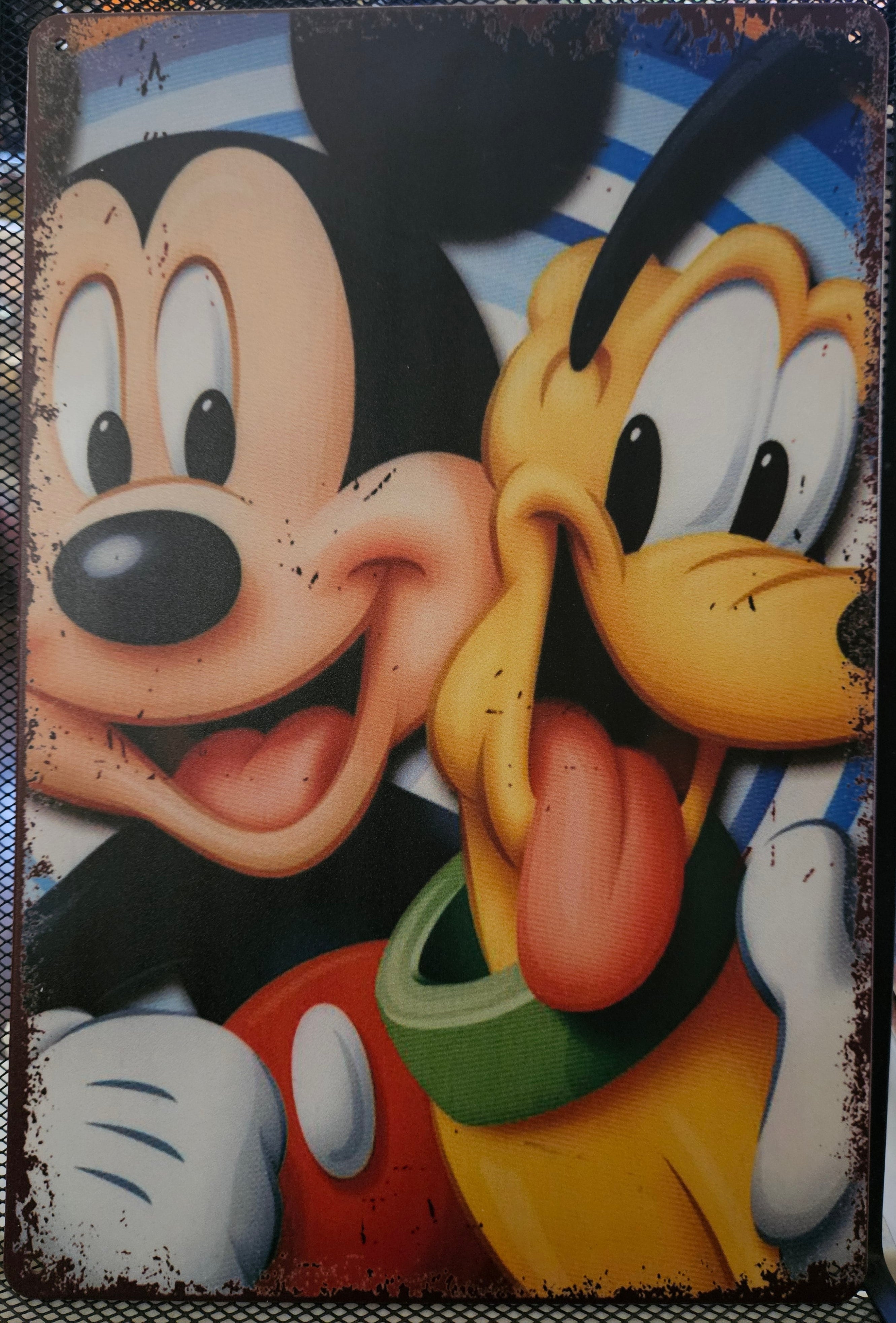 Mickey & Pluto Metal Sign
