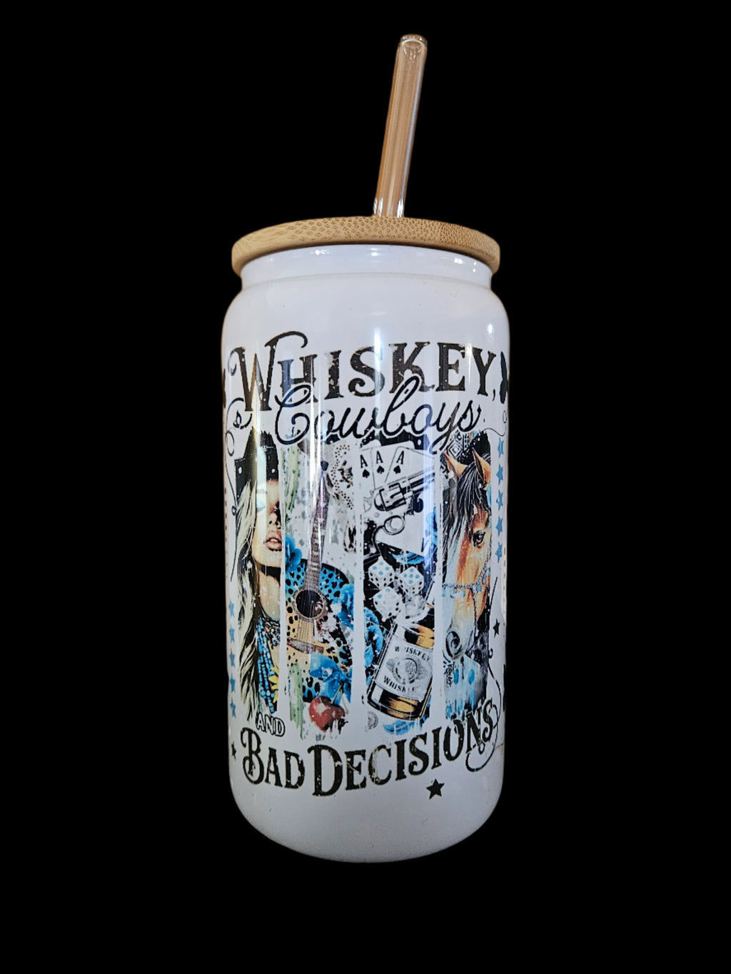 Whiskey, Cowboys & Bad decisions 16oz Glass