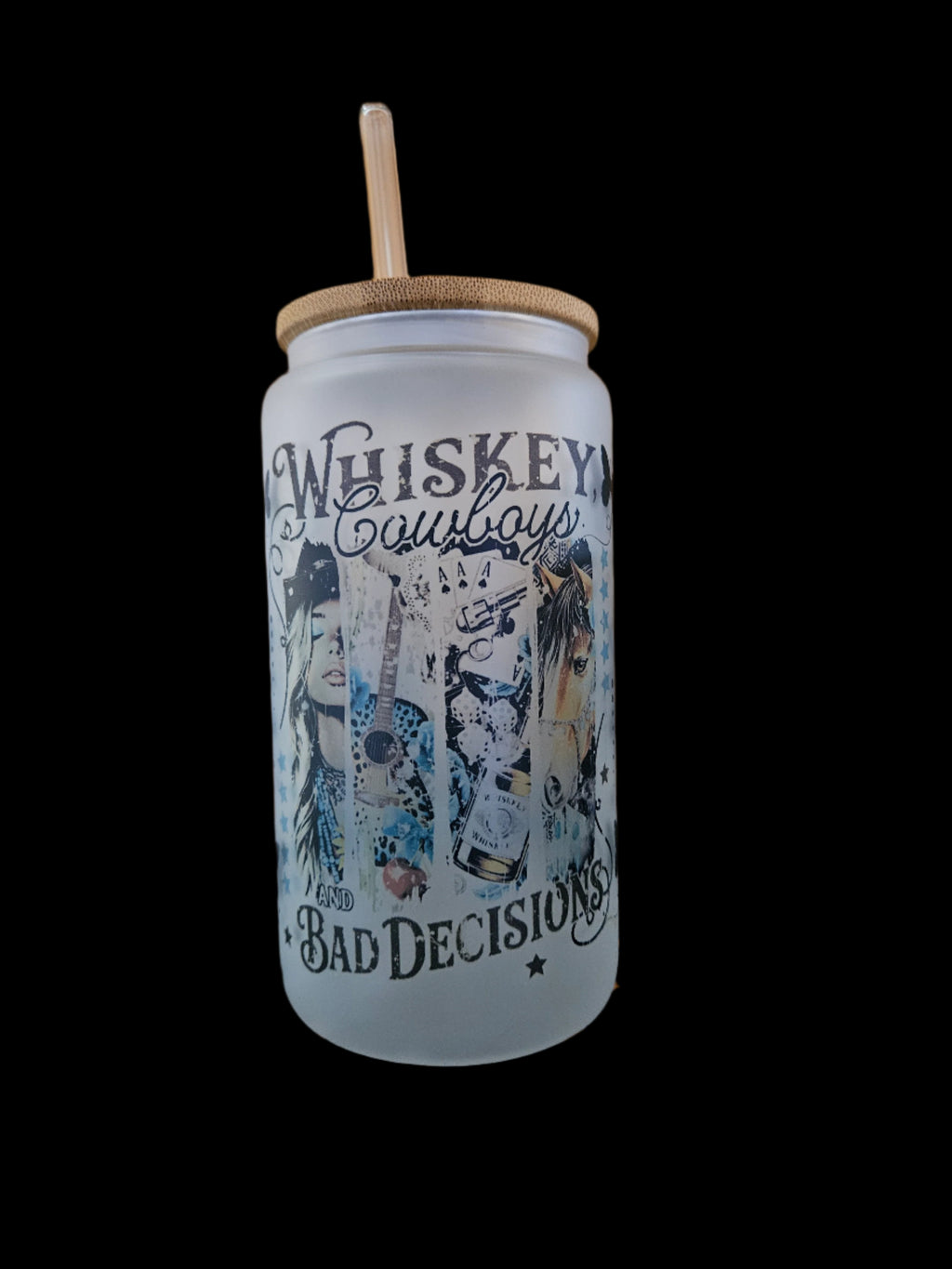 Whiskey & Cowboy 16oz Glass