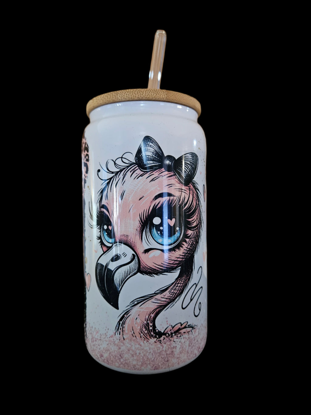 Flamingo White 16oz Glass