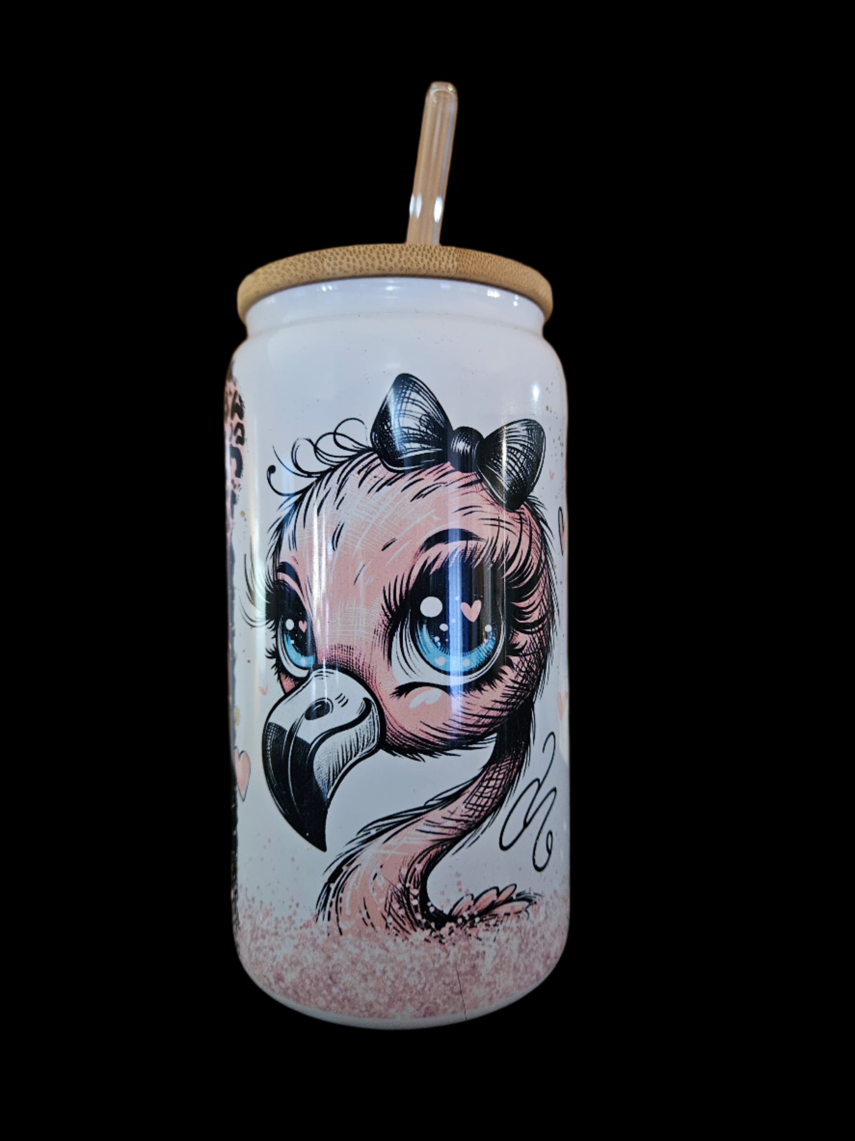 Flamingo White 16oz Glass