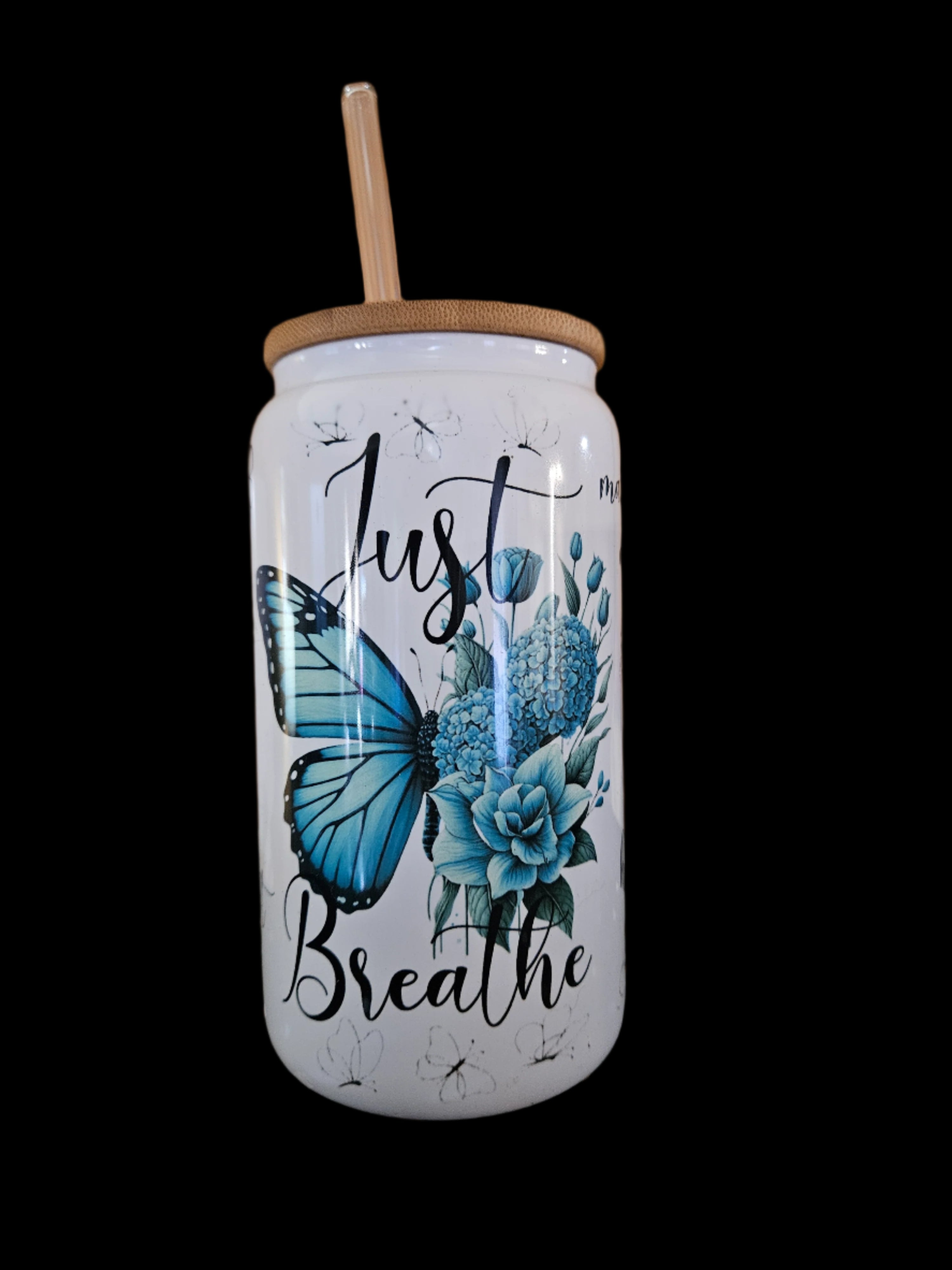 Just Breathe 16oz White Glass