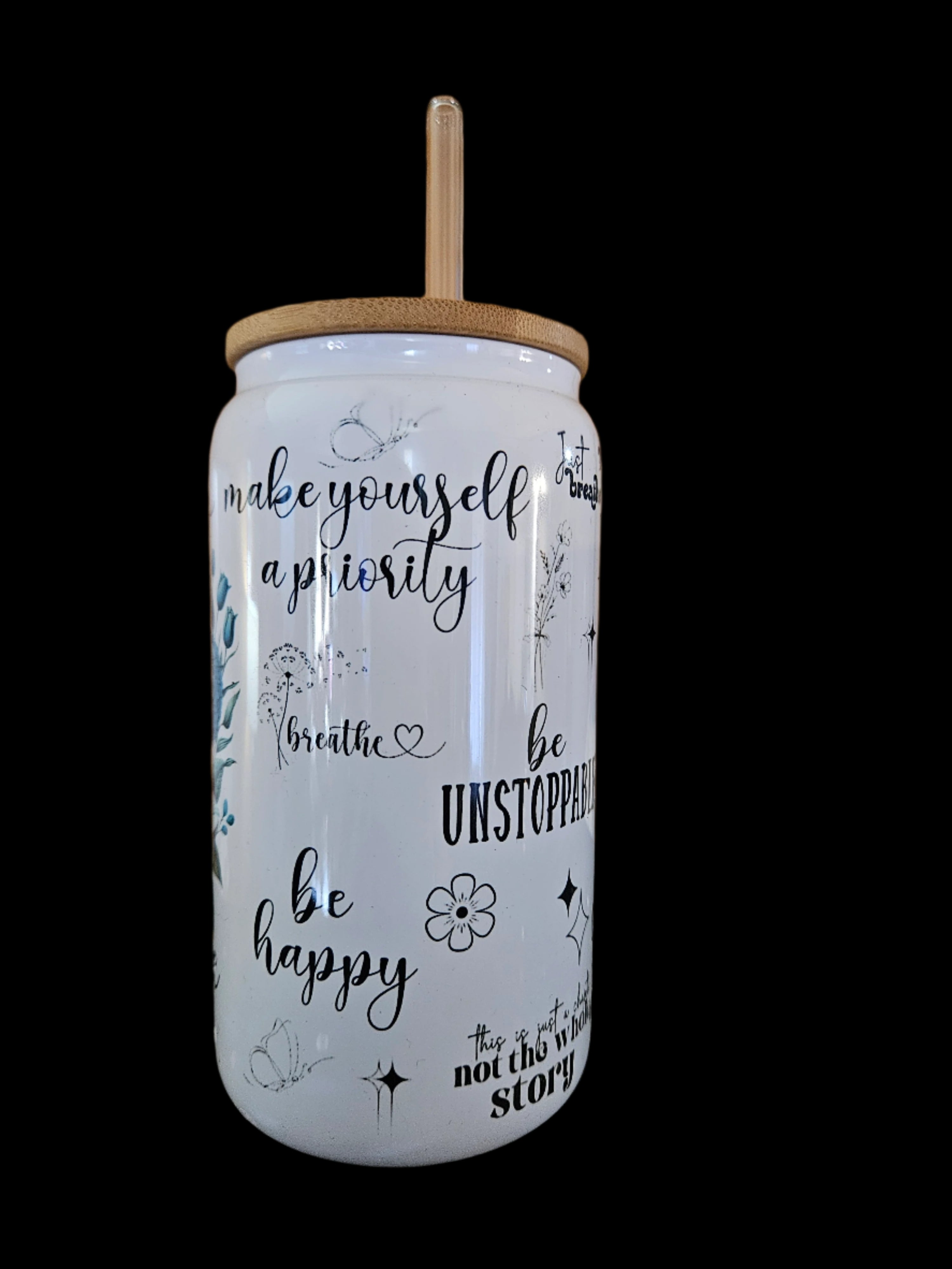 Just Breathe 16oz White Glass