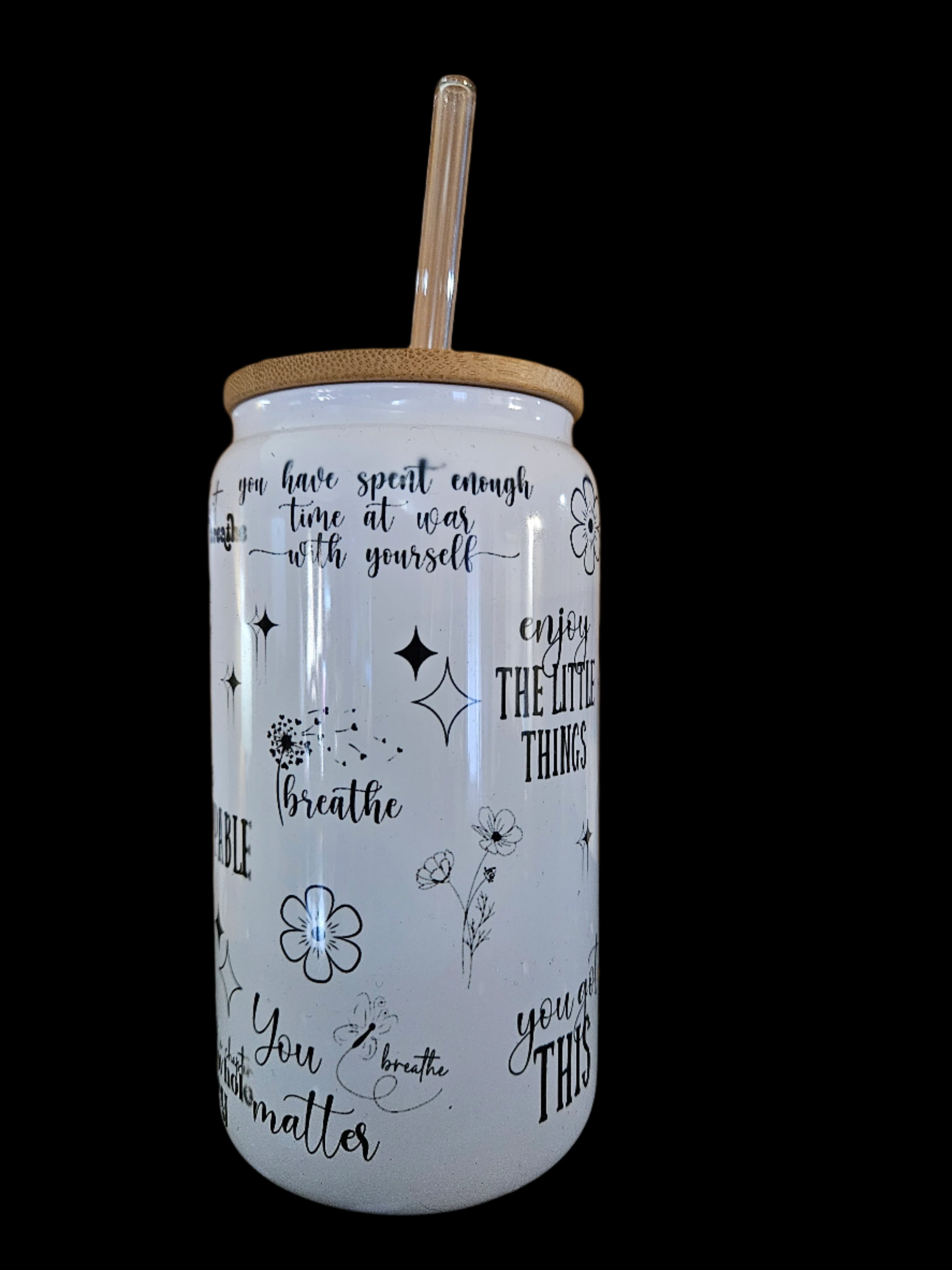 Just Breathe 16oz White Glass