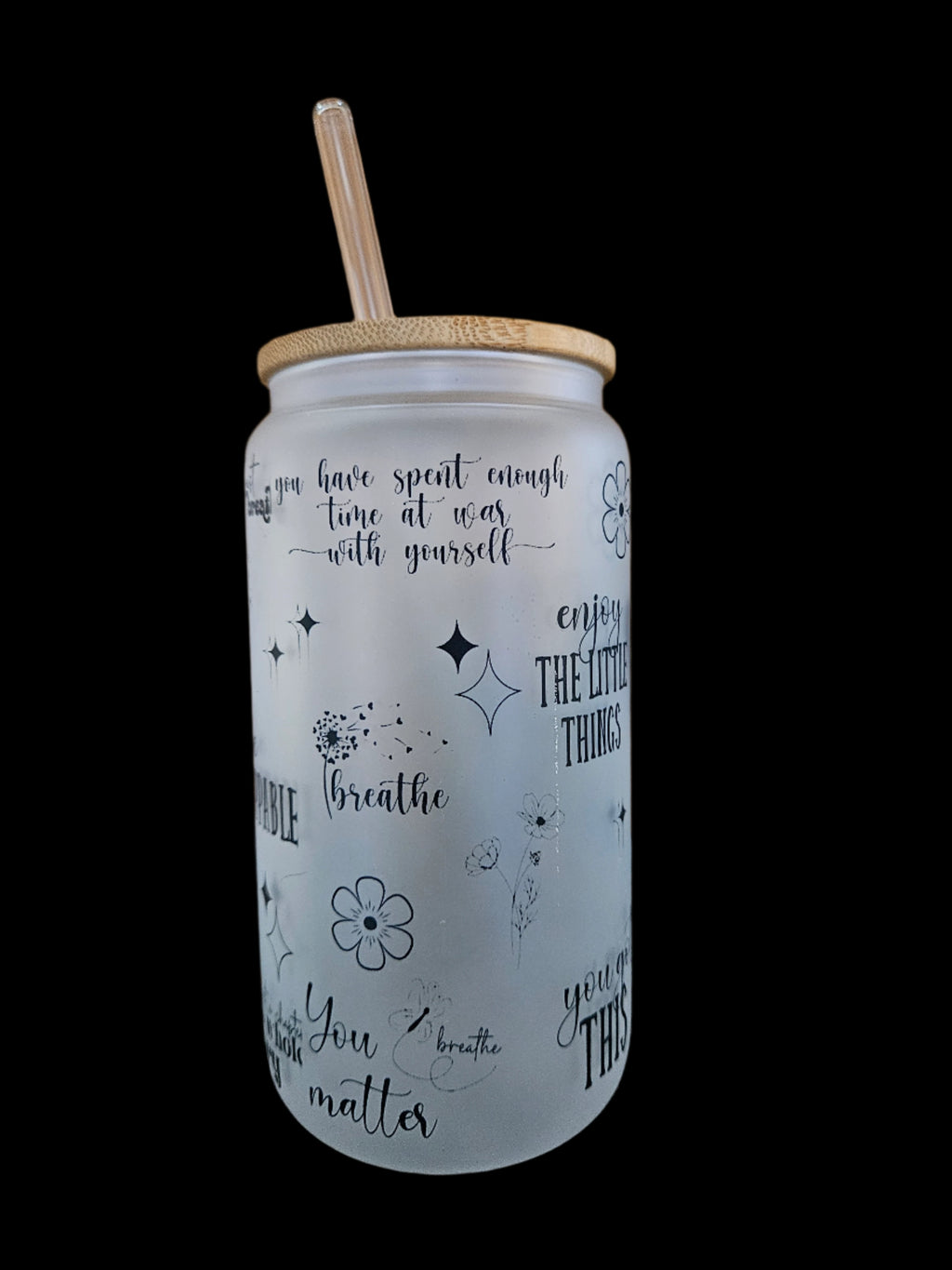 Just Breathe 16oz Glass