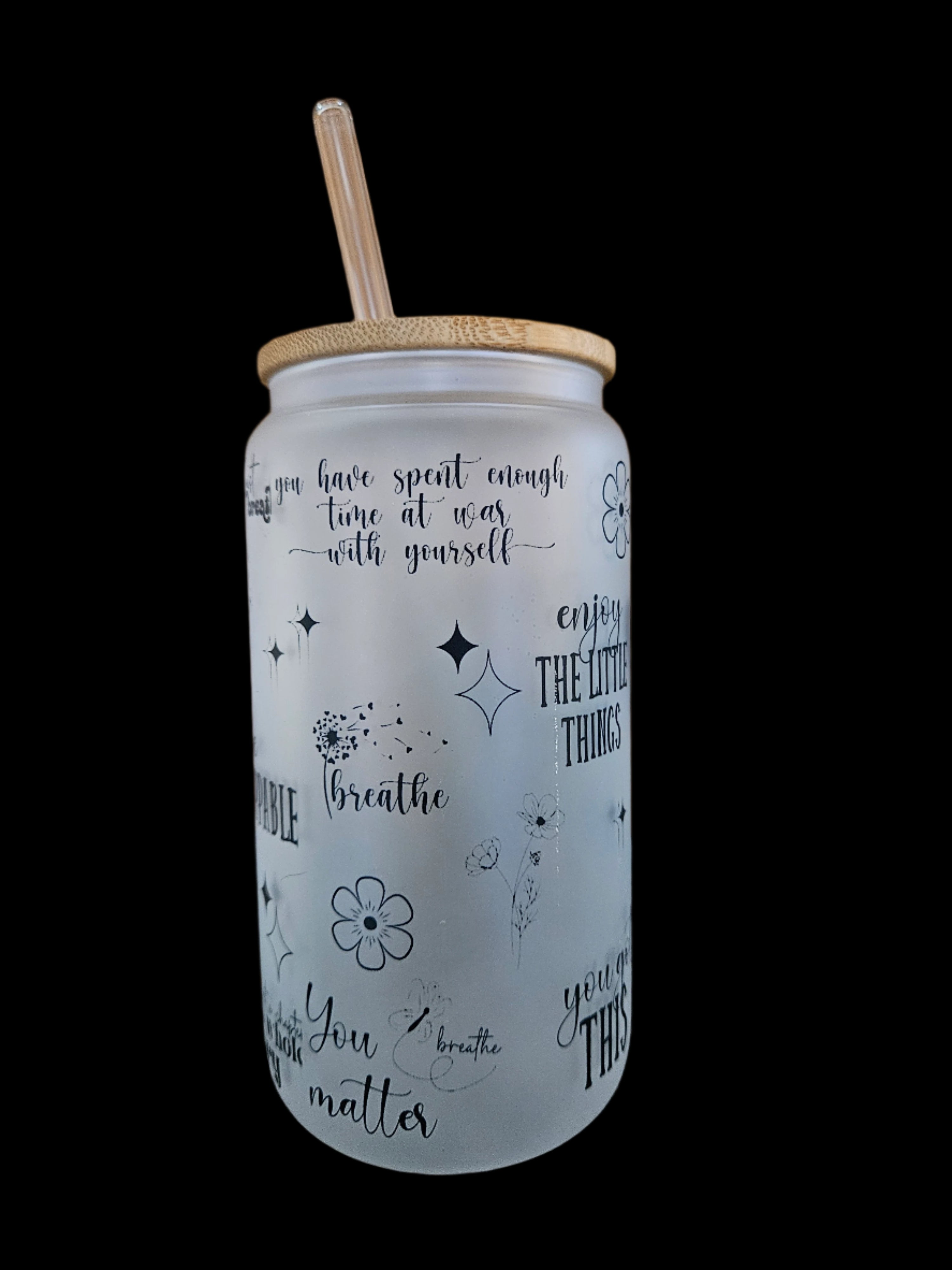 Just Breathe 16oz Glass