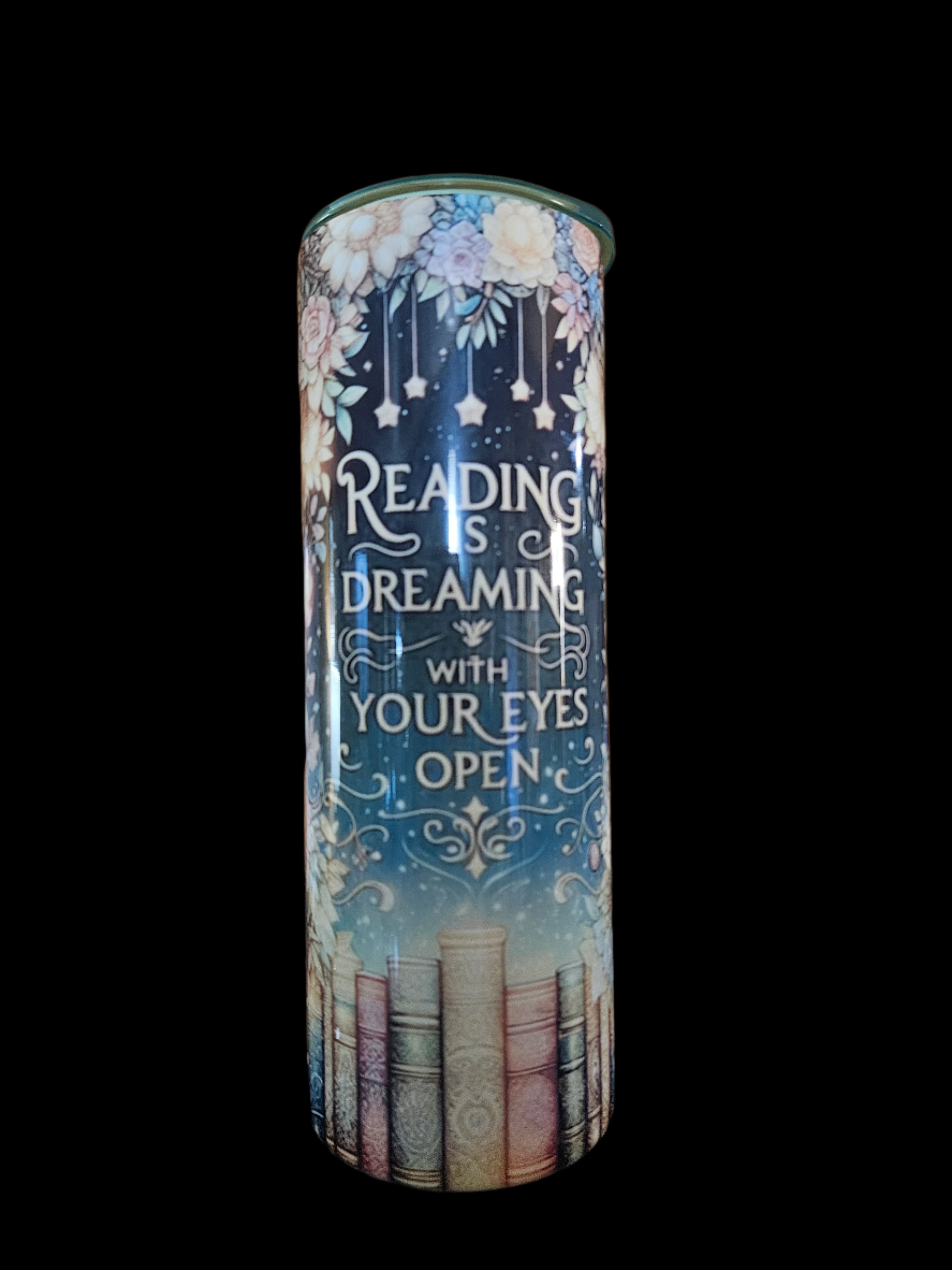 Reading is Dreaming 20oz Steel Tumbler (Colored Top)