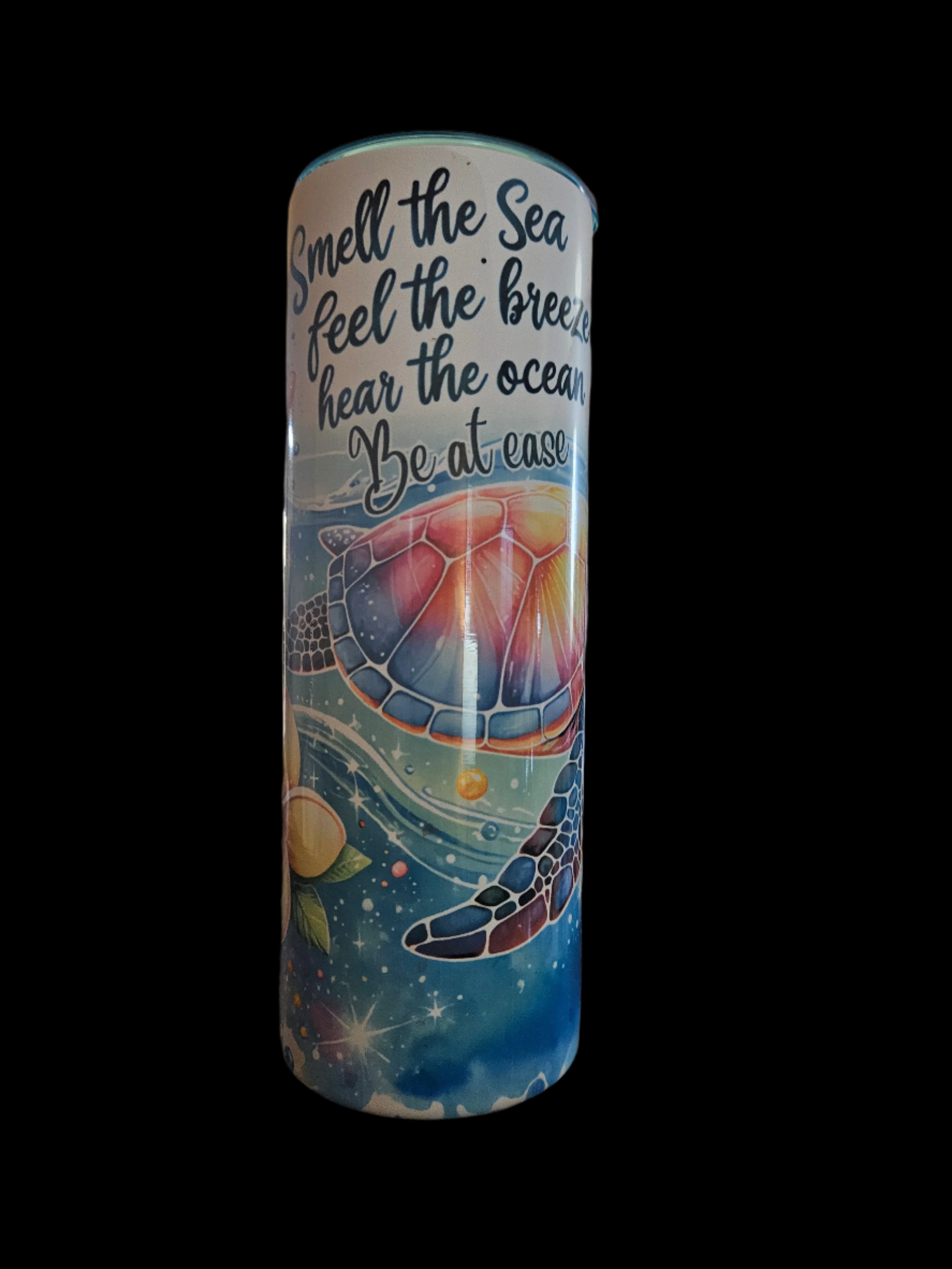 Smell the Sea Turtle 20oz Steel Tumbler (Colored Top)