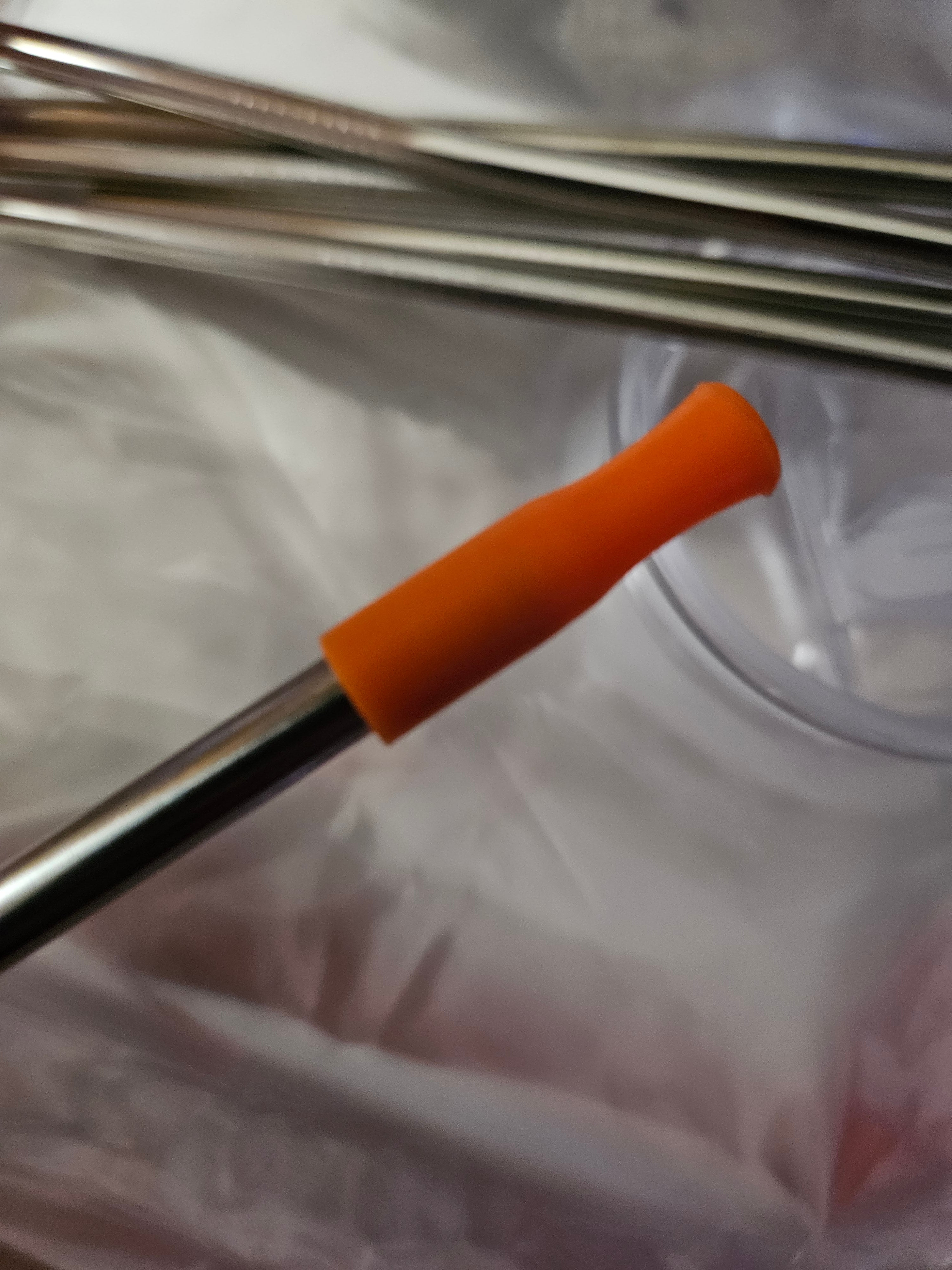 Orange Steel Straw Topper (Set of 5)