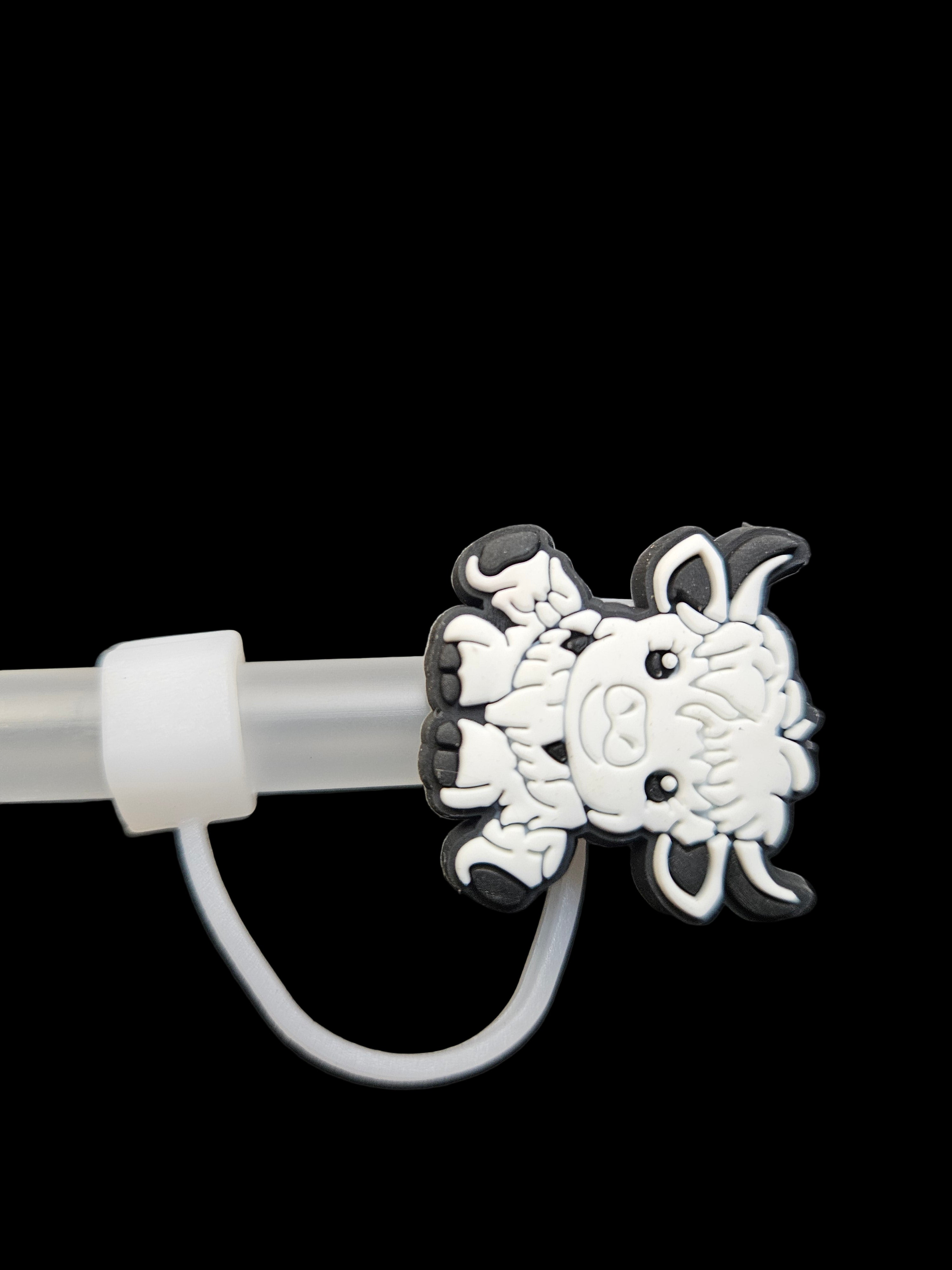 B & W Cow Straw Topper