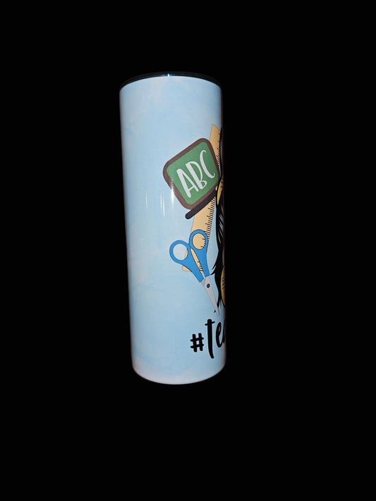 Blue #Teacherlife 20oz Stainless Steel