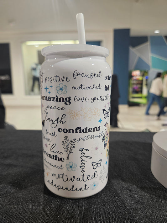 Motivational Words 16oz Can Stainless Steel