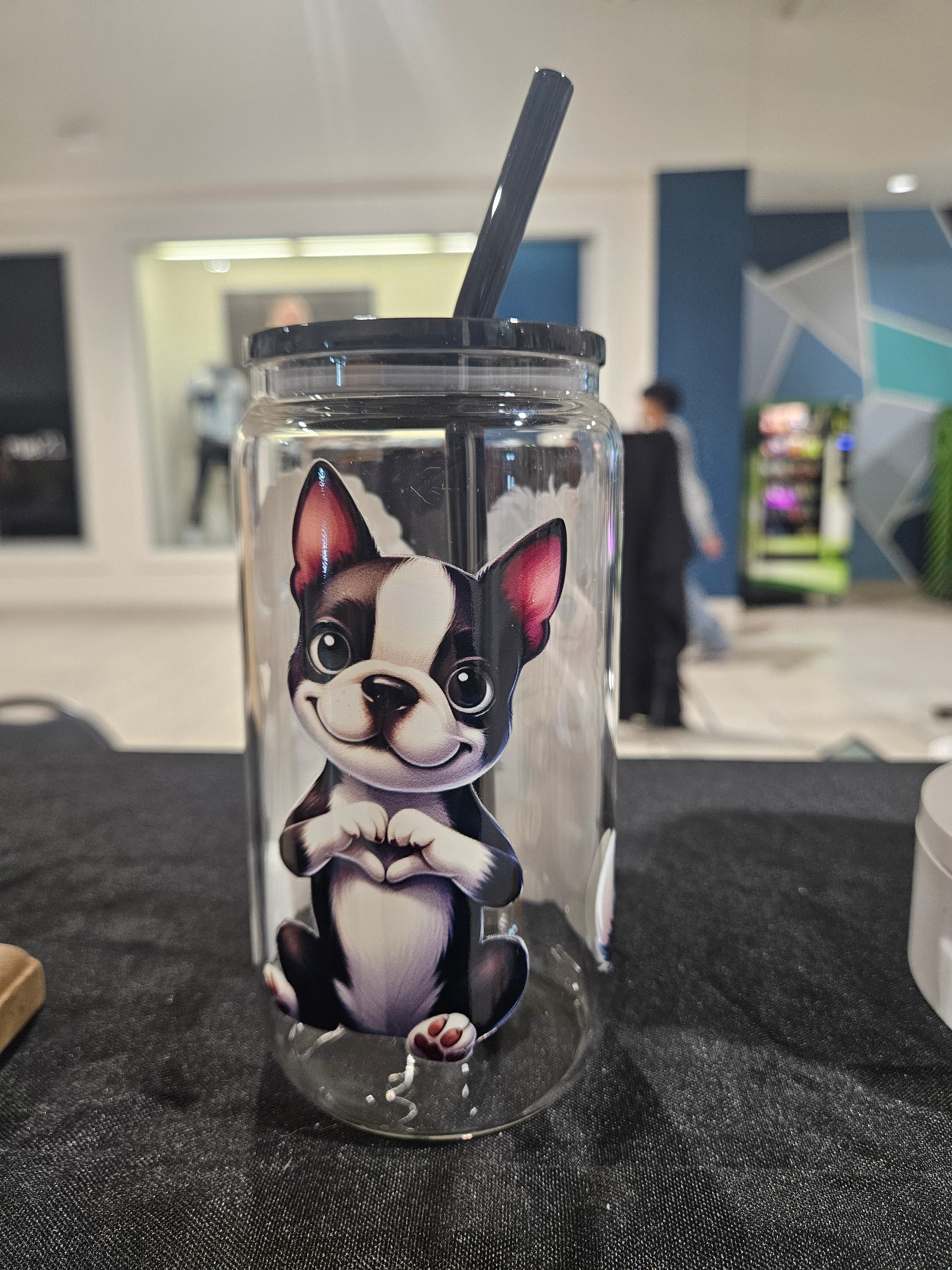 Cute Dog 16oz Glass Can
