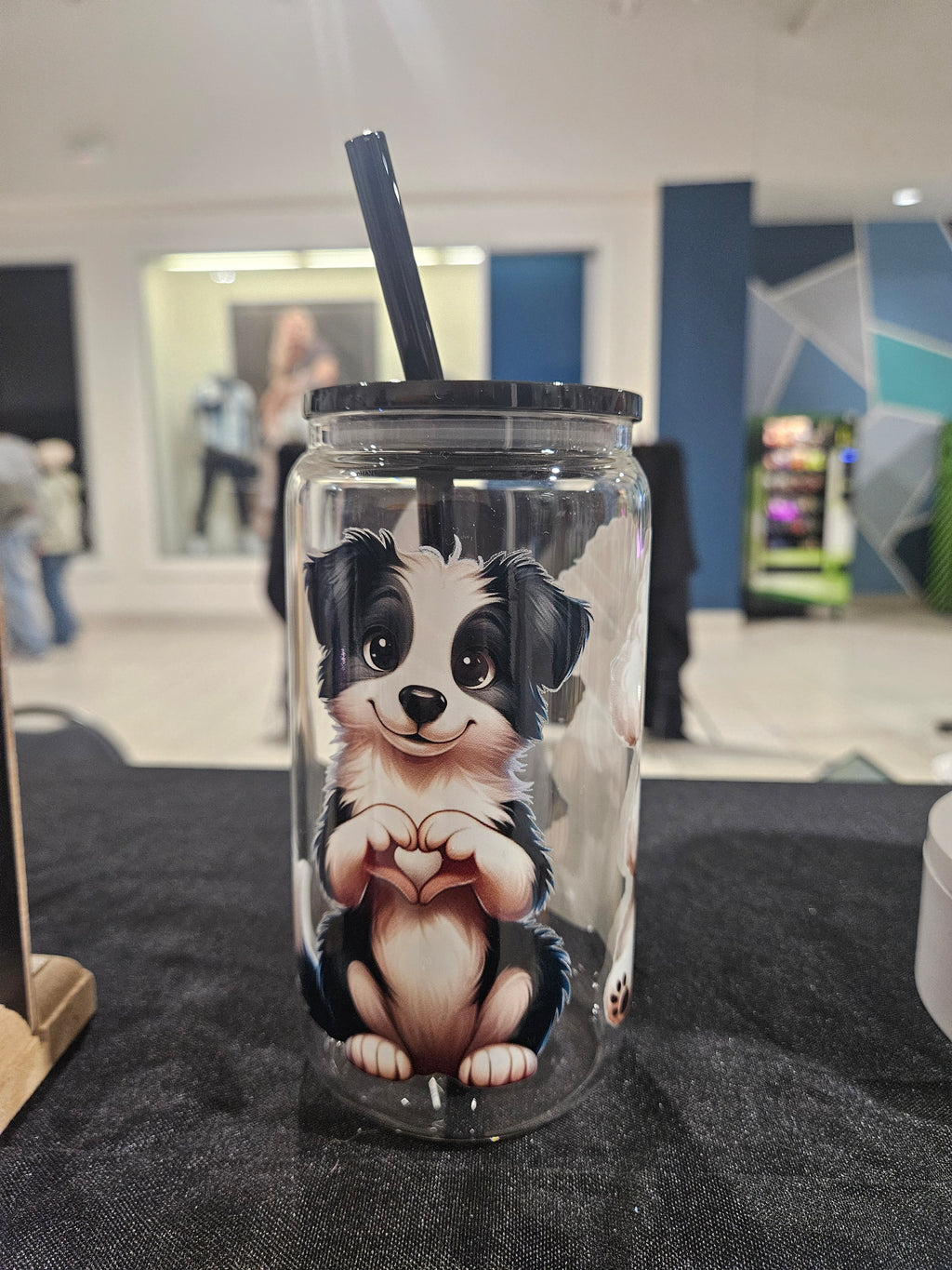 Cute Dog 16oz Glass Can