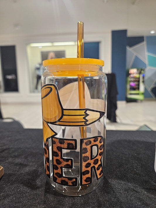 Teacher 16oz Glass Can