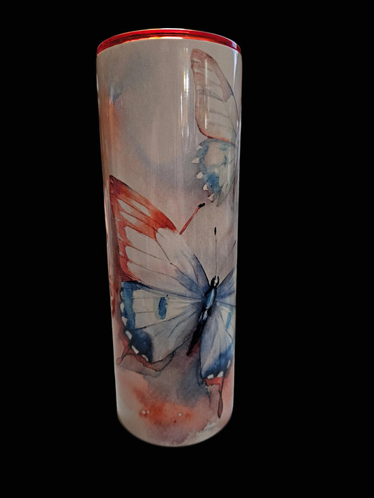 Red White & Blue Butterflies 20oz Stainless Steel