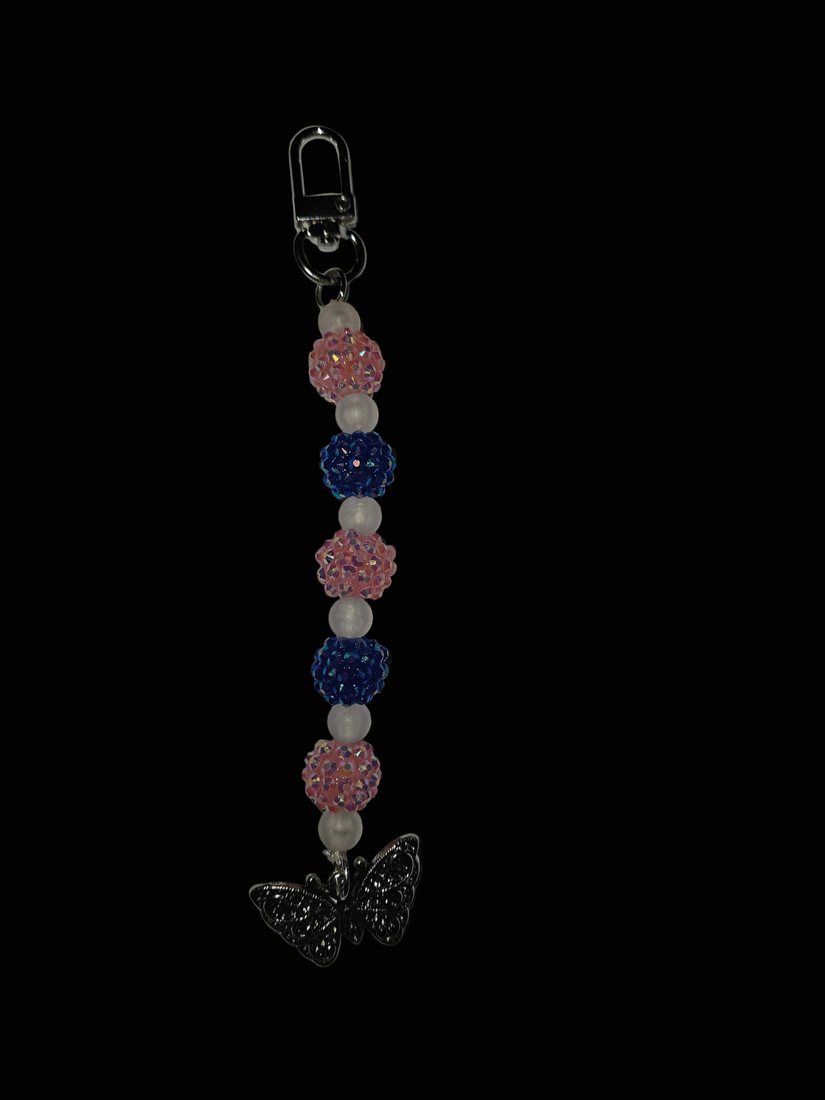 Shiny Blue & Pink Butterfly Clasp Charm
